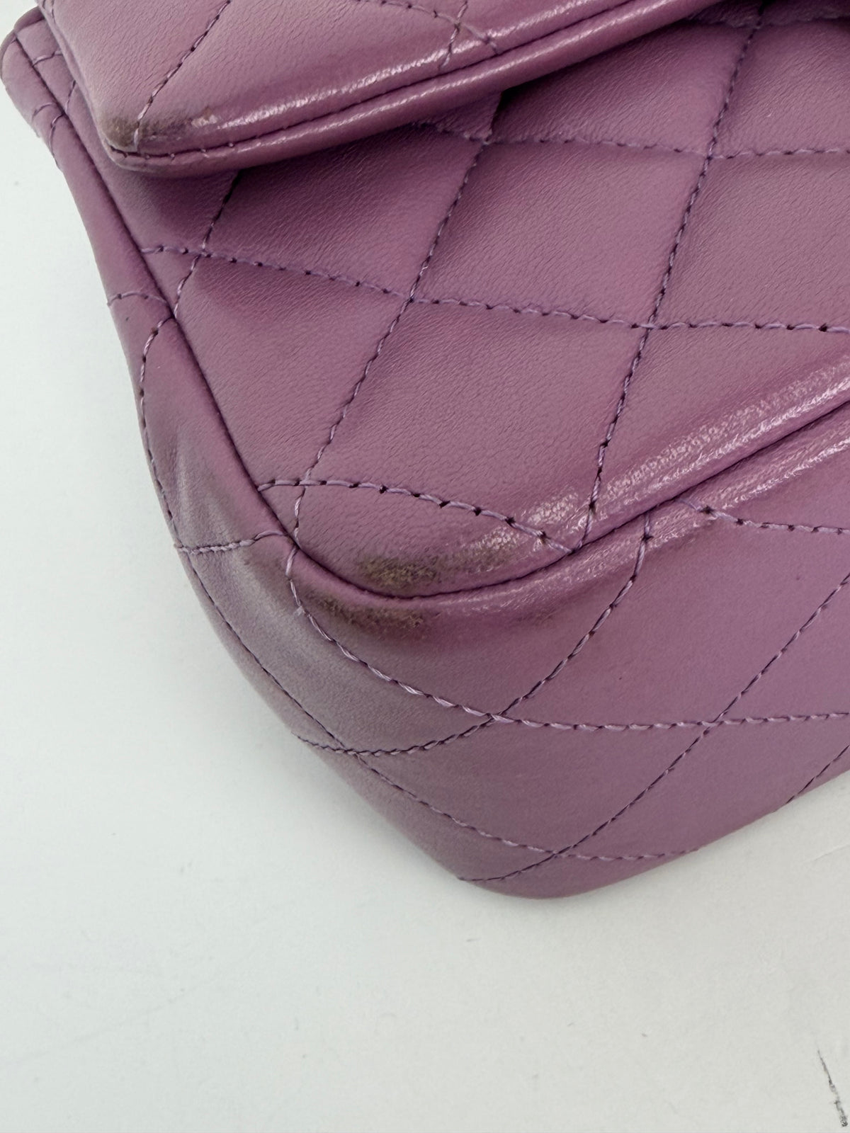 Chanel Quilted Lambskin Rectangular Mini Classic Flap Bag in Purple 2020 YE5