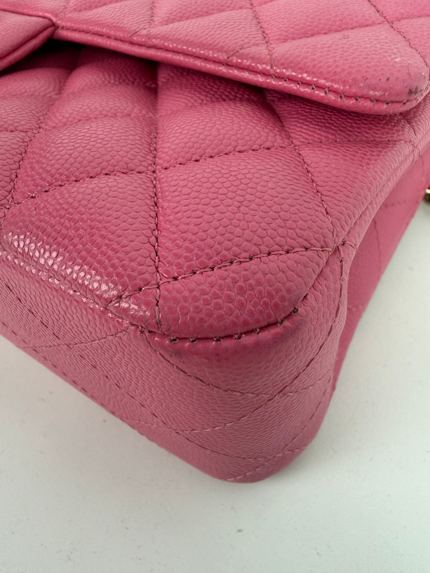 Chanel Classic Double Flap Bag Small in Pink Caviar Leather 2019 YE-1