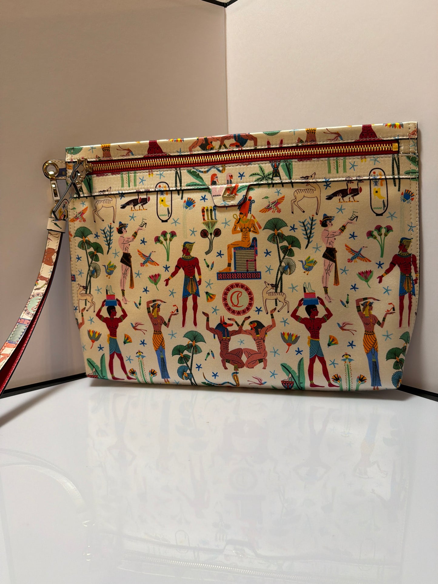 Christian Louboutin Egyptian Satin Clutch Wristlet White