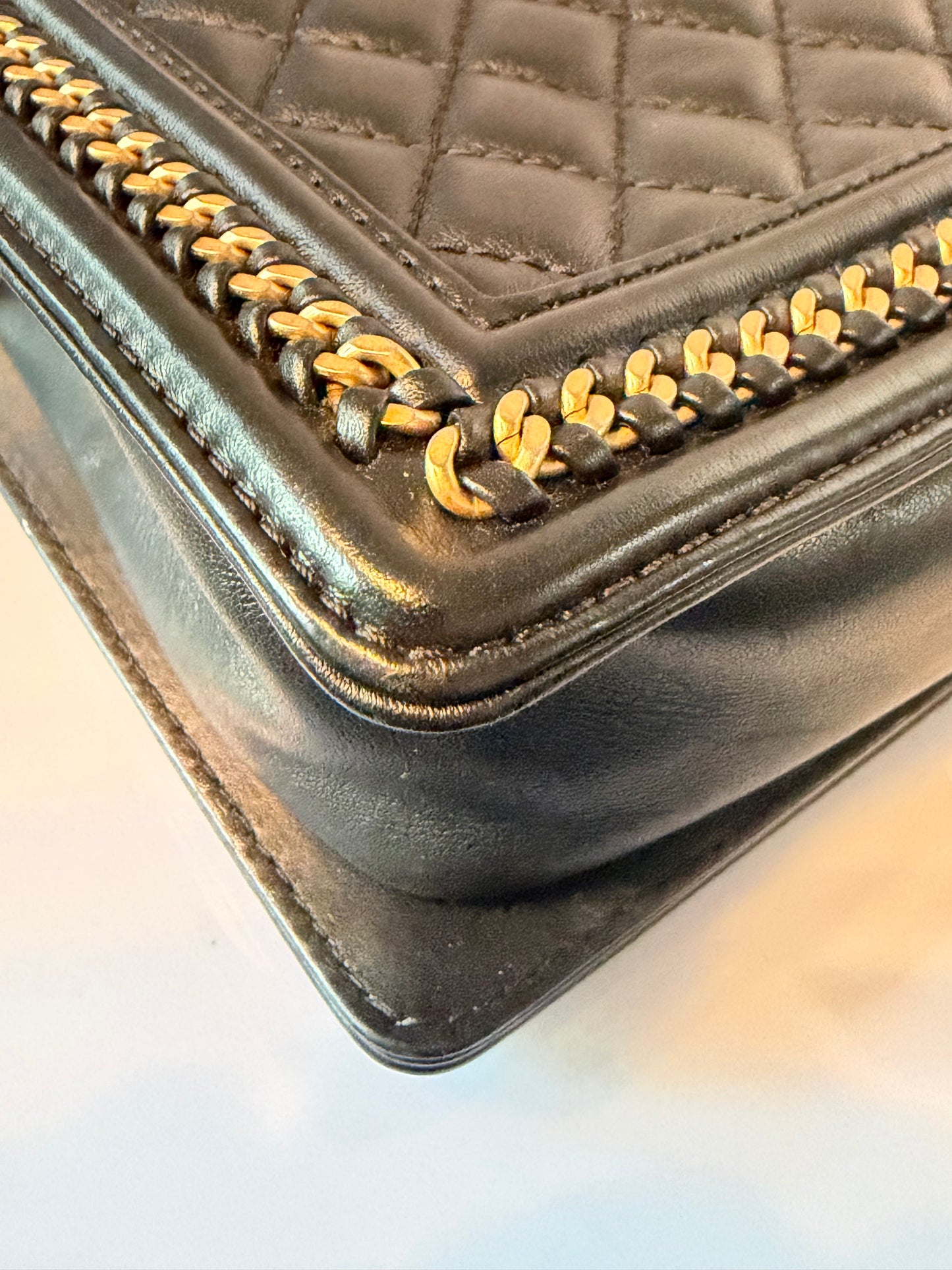 Chanel Quilted Medium Interwoven Chain Top Handle Boy Bag