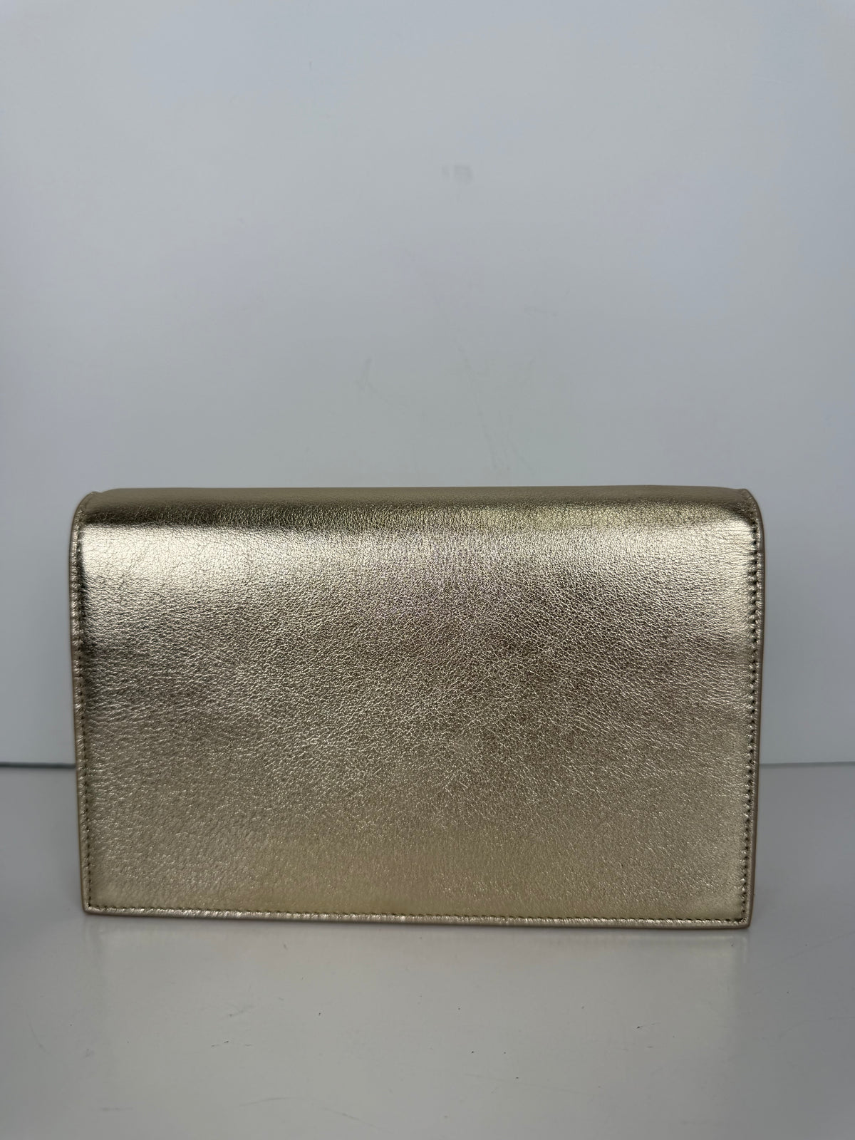 Saint Laurent Envelope Chain Wallet Azalea in Metallic Calfskin YS15