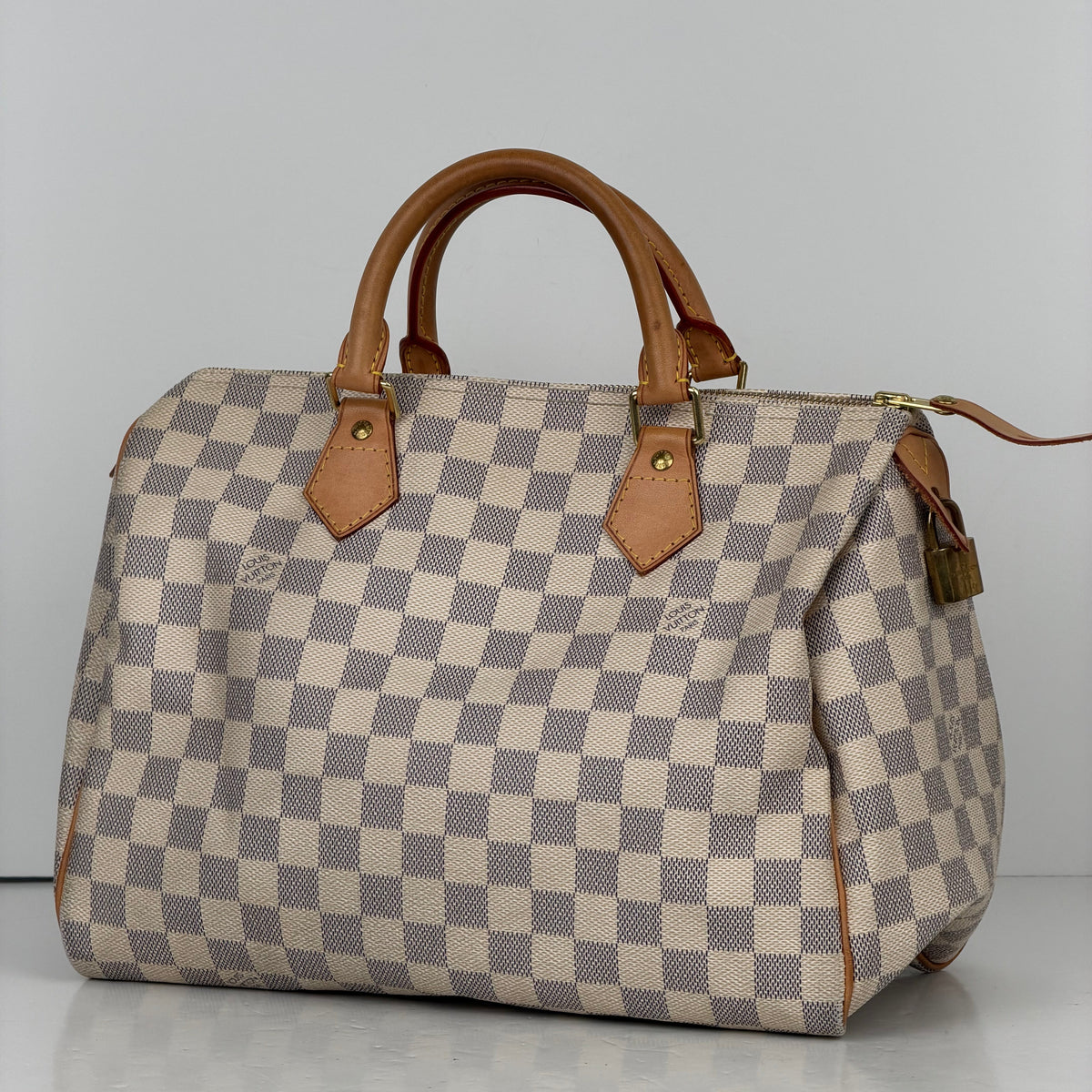 Louis Vuitton Speedy 30 Top Handle Bag in Damier Azur Coated Canvas 2010 YS27