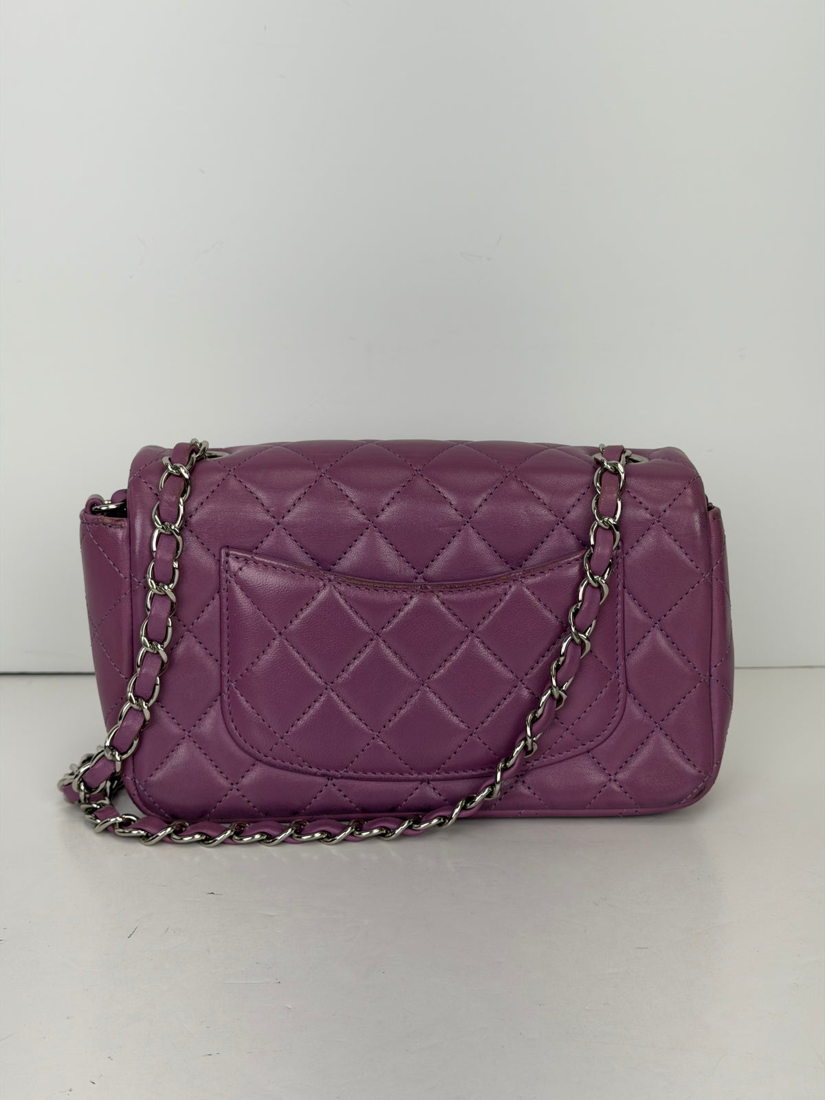 Chanel Quilted Lambskin Rectangular Mini Classic Flap Bag in Purple 2020 YE5