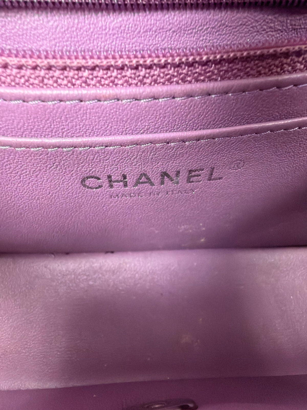 Chanel Quilted Lambskin Rectangular Mini Classic Flap Bag in Purple 2020 YE5