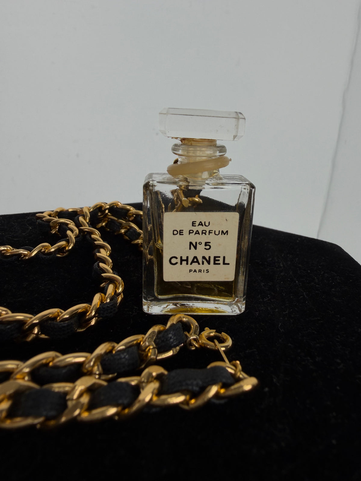 Chanel No. 5 Eau de Parfum Miniature Bottle Necklace/Charm Vintage on the Chain K1