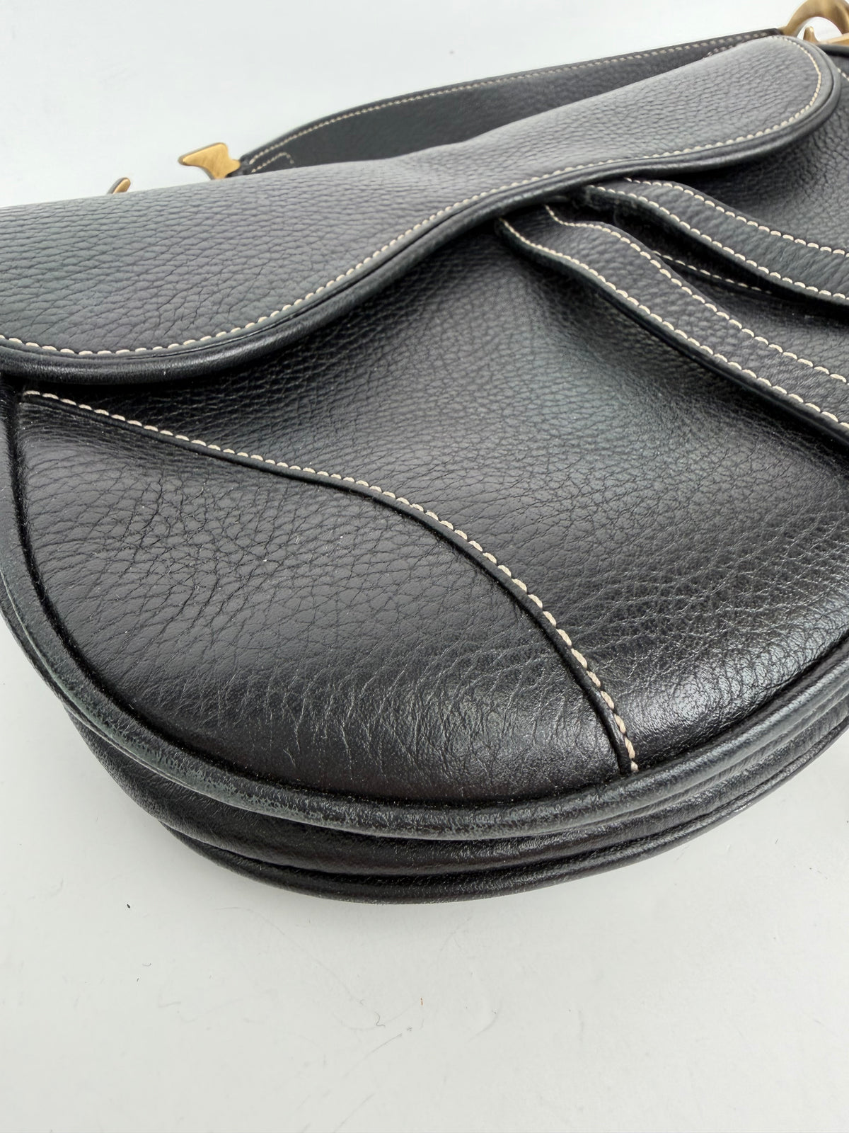 Christian Dior Double Saddle Bag in Black Leather YF1