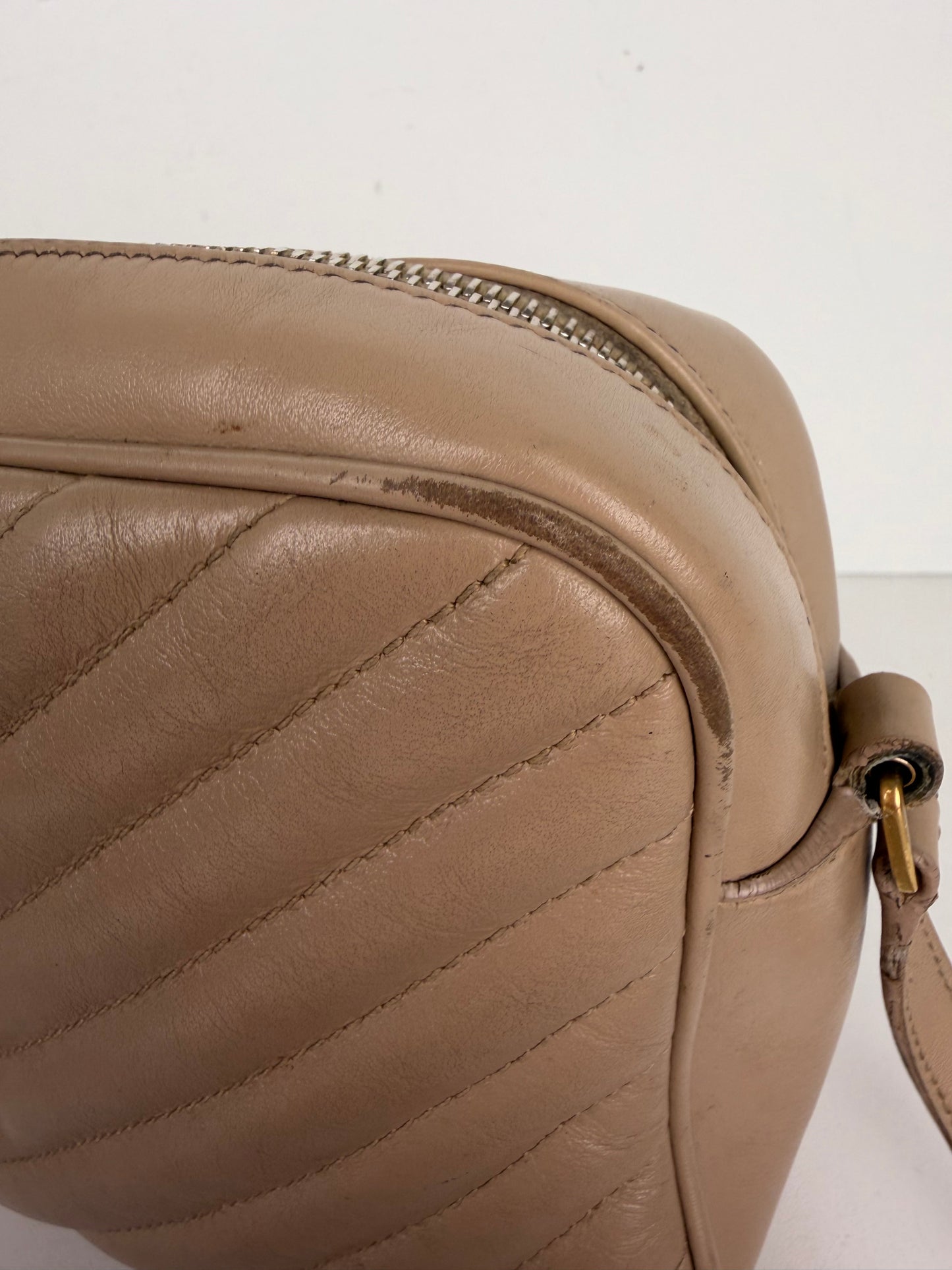 Saint Laurent Matelasse Monogram Lou Camera Bag Small in Beige Leather YS-08
