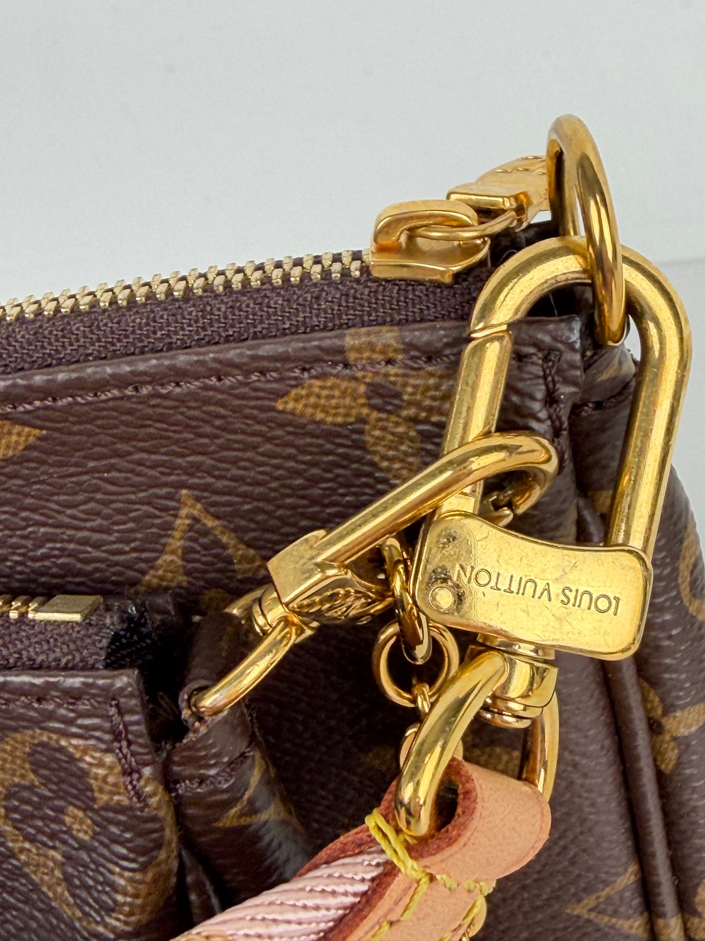 Louis Vuitton Multi Pochette Bag in Pink & Brown LV Monogram Coated Canvas NFC C-9