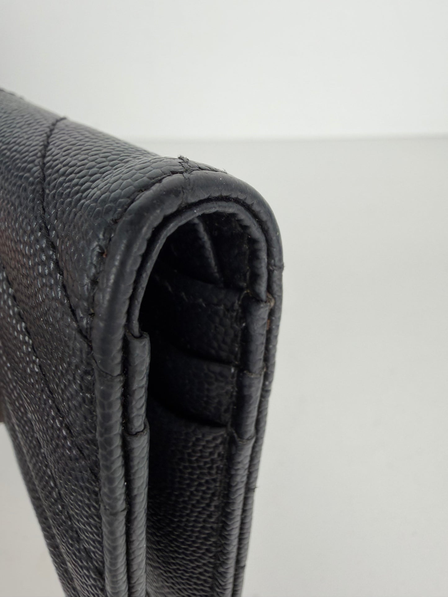 Saint Laurent Cassandre Matelasse Bi-Fold Wallet in Black Grain de Poudre Leather YK-2