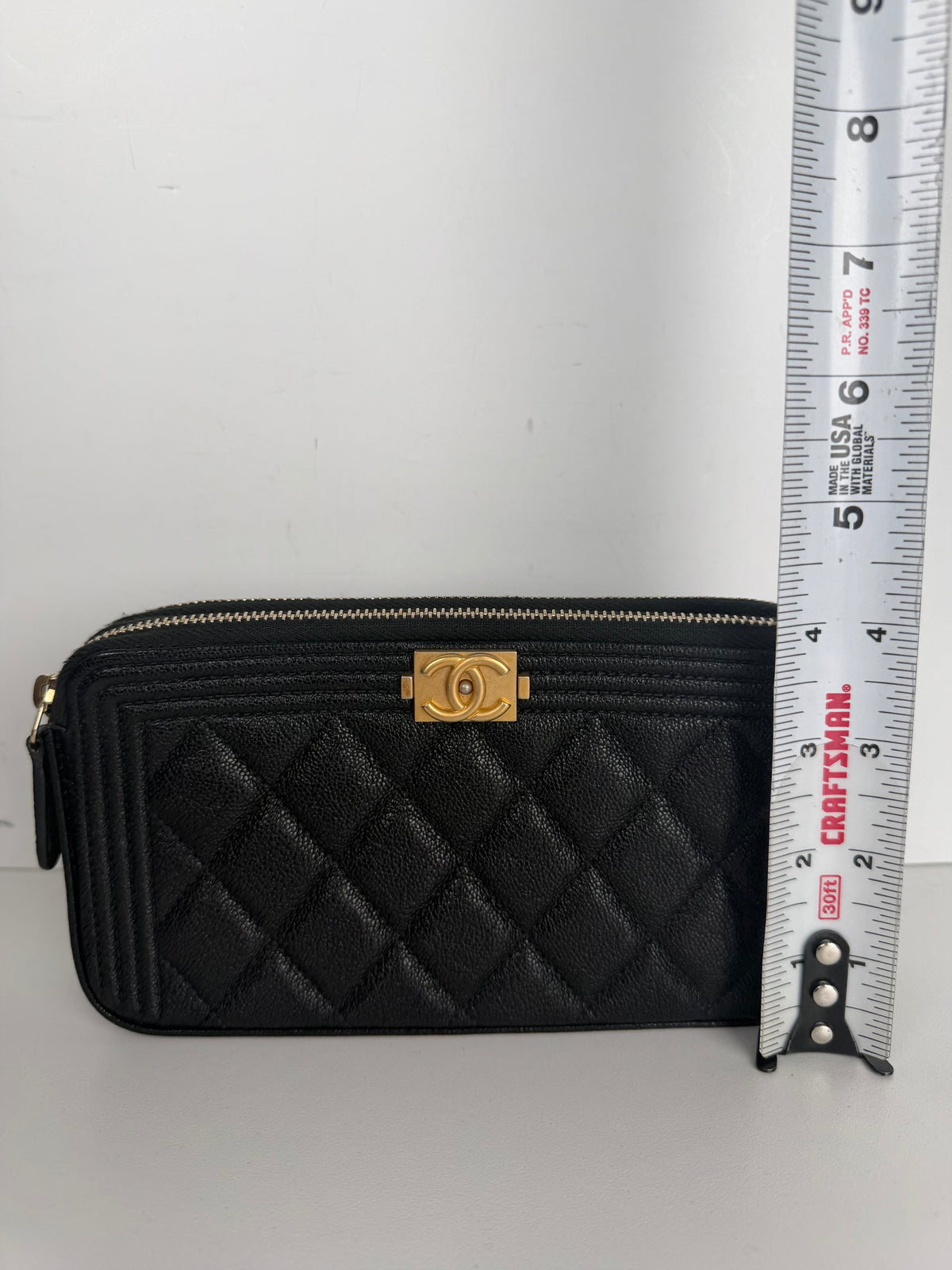 Chanel Boy Double Zip Chain Clutch Bag in Quilted Black Caviar Leather 2019 E-1