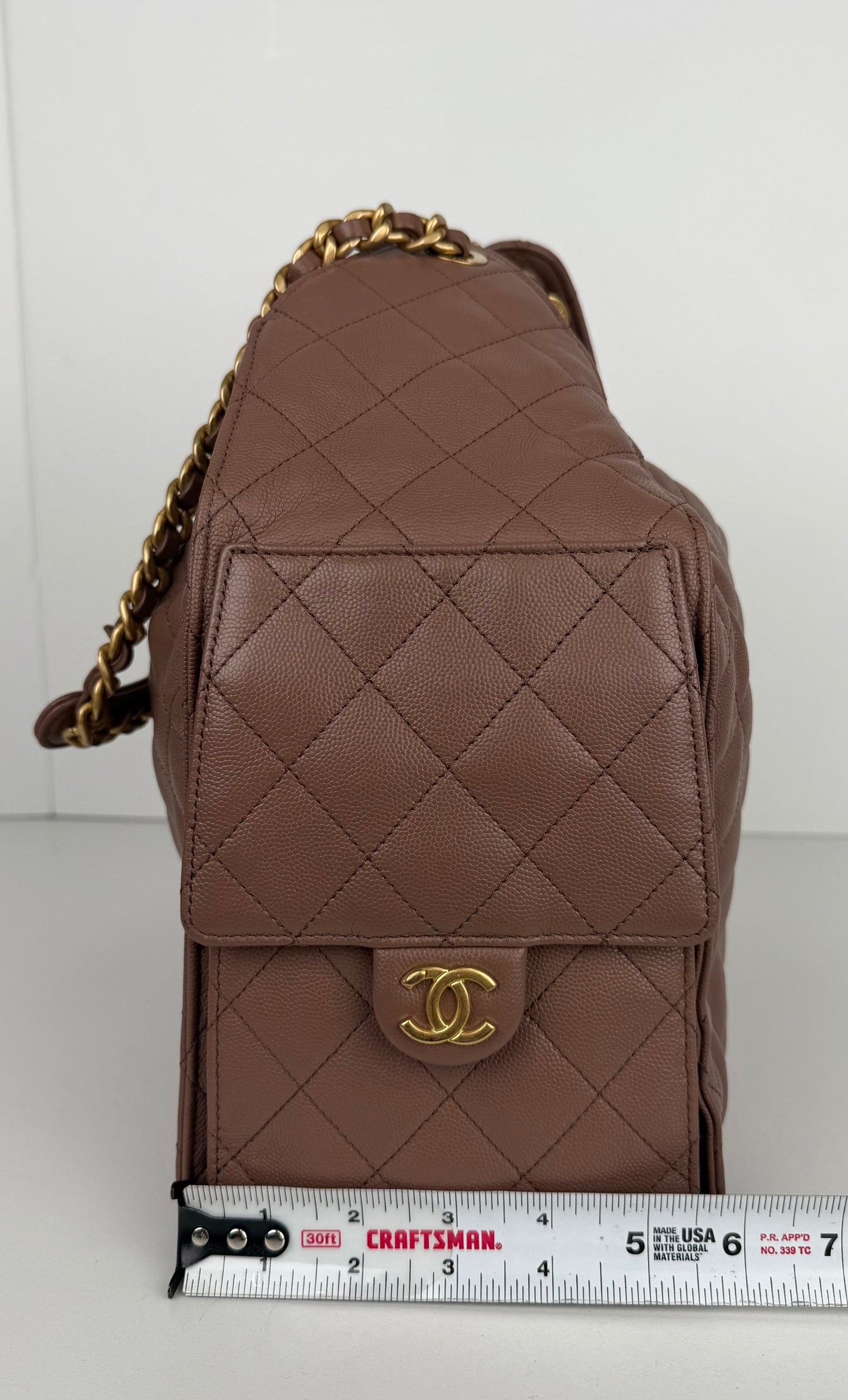 Chanel 25 Medium Hobo Bag Brown Caviar Leather 2026