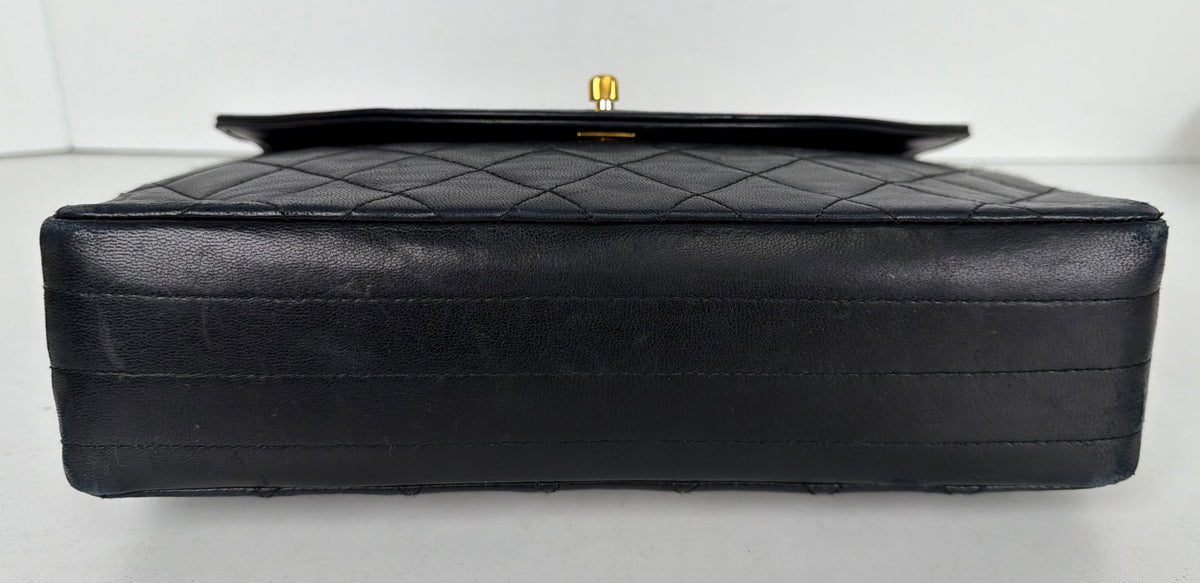 Chanel Curved Flap Shoulder Bag in Black Quilted Lambskin Leather 1994 Vintage