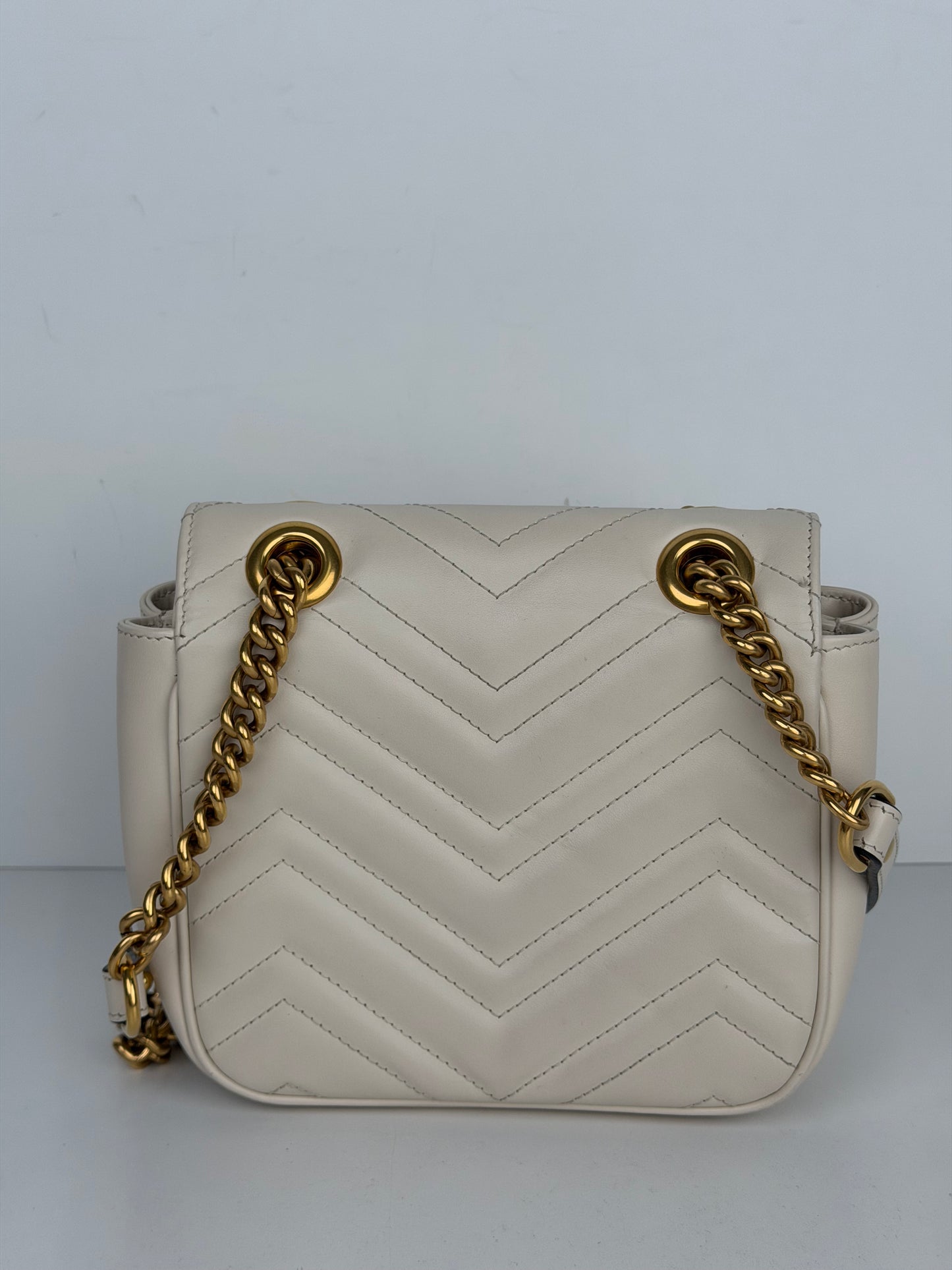 White Gucci GG Marmont Matelassé Small Shoulder Bag L5