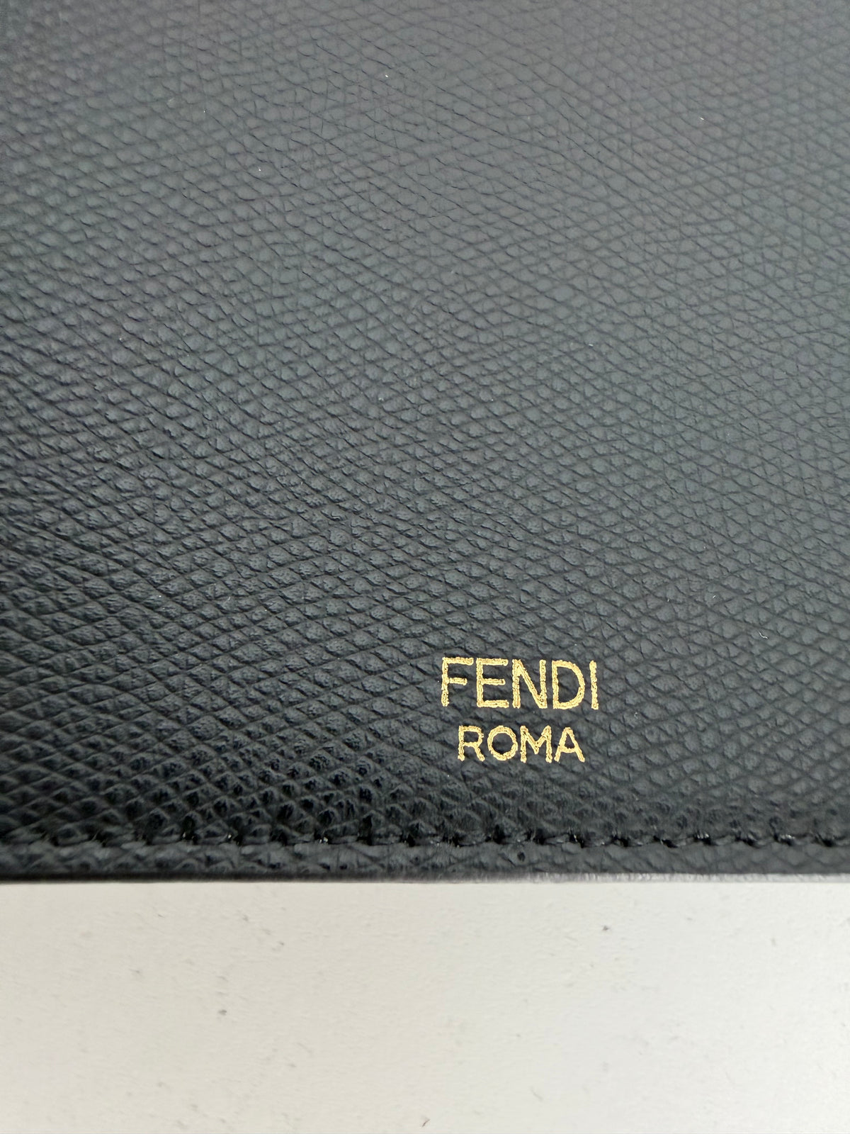 Fendi FF Diamonds Continental Wallet Bag on Chain in Black Leather S-10Y