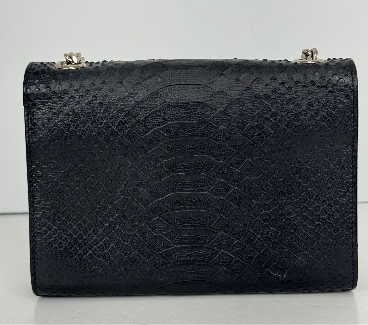 Saint Laurent Kate Tassel Bag in Black Python-Embossed Leather YS23