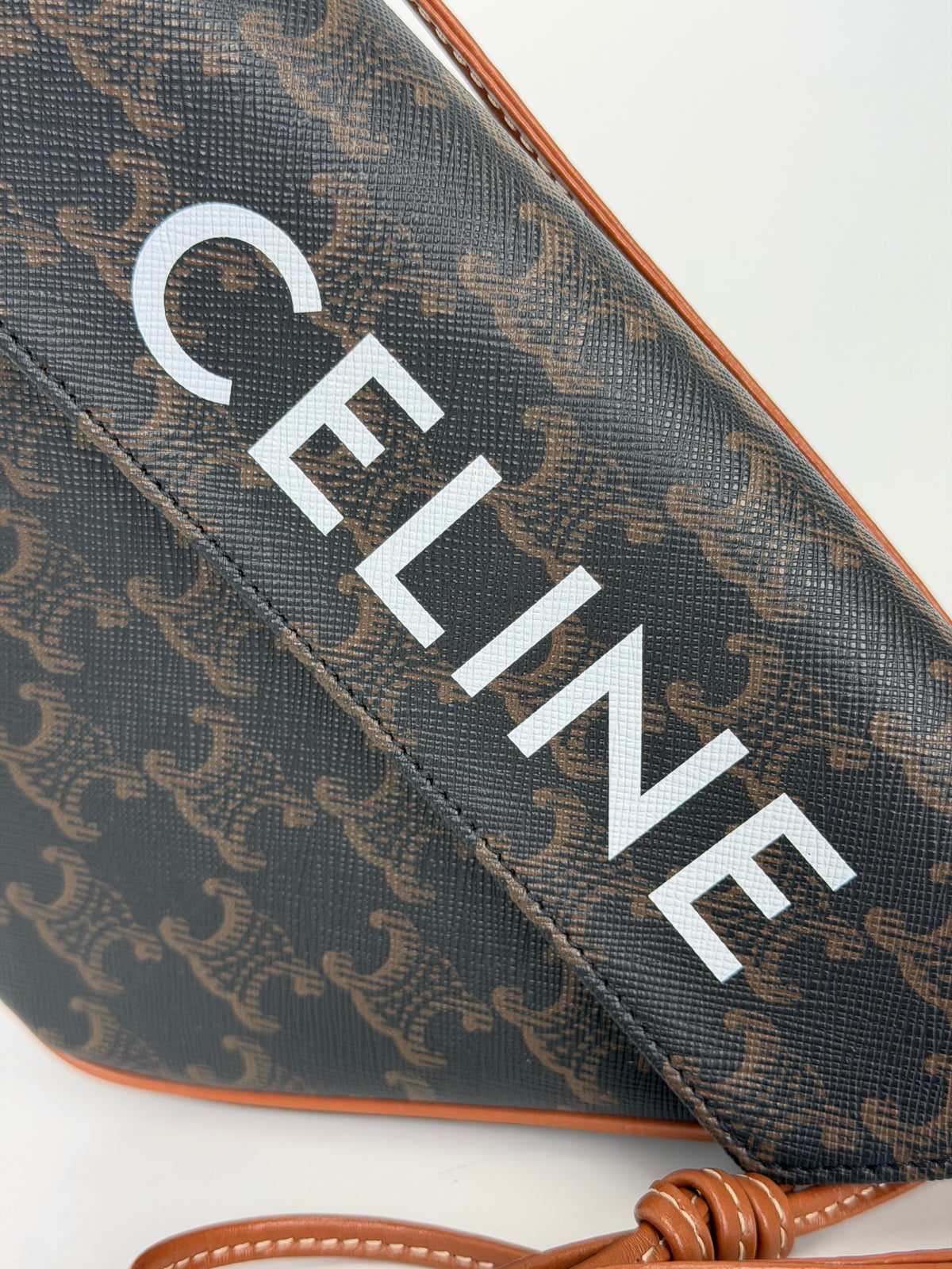 Celine Triangle Crossbody Bag in Brown Triomphe Coated Canvas YE-6