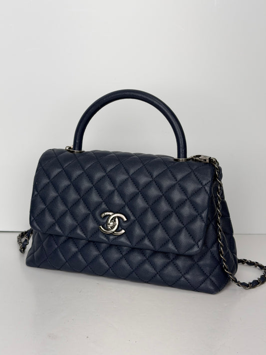Chanel Coco Handle Flap Bag in Navy Caviar Leather 2017 YF-4
