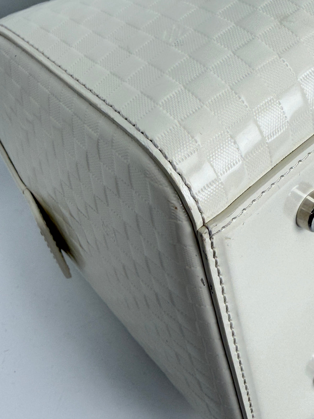 Louis Vuitton Speedy Cube MM Bag in White Damier Facette Patent Leather 2012 YC2