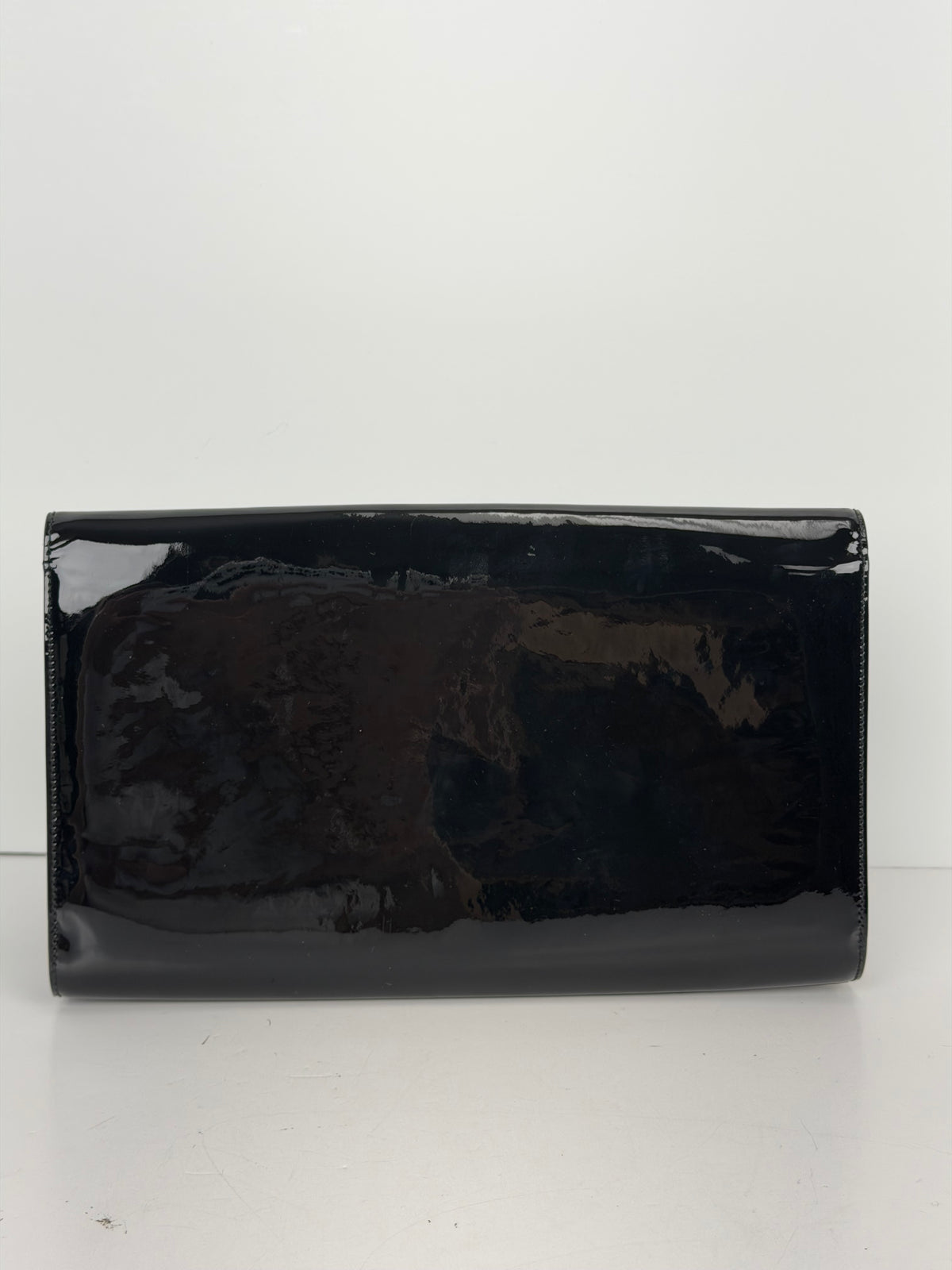 Yves Saint Laurent Black Patent Leather Clutch YU3
