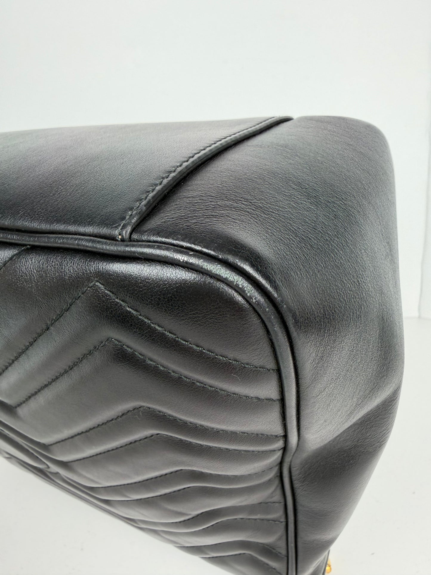 Gucci GG Marmont Medium Top Handle Shoulder Bag in Black Leather S