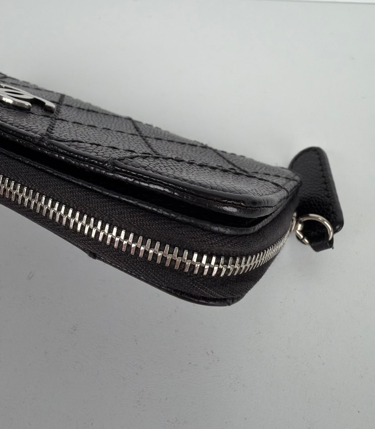 Chanel Quilted Caviar Leather Long Wallet in Black CC Logo 2006 K3