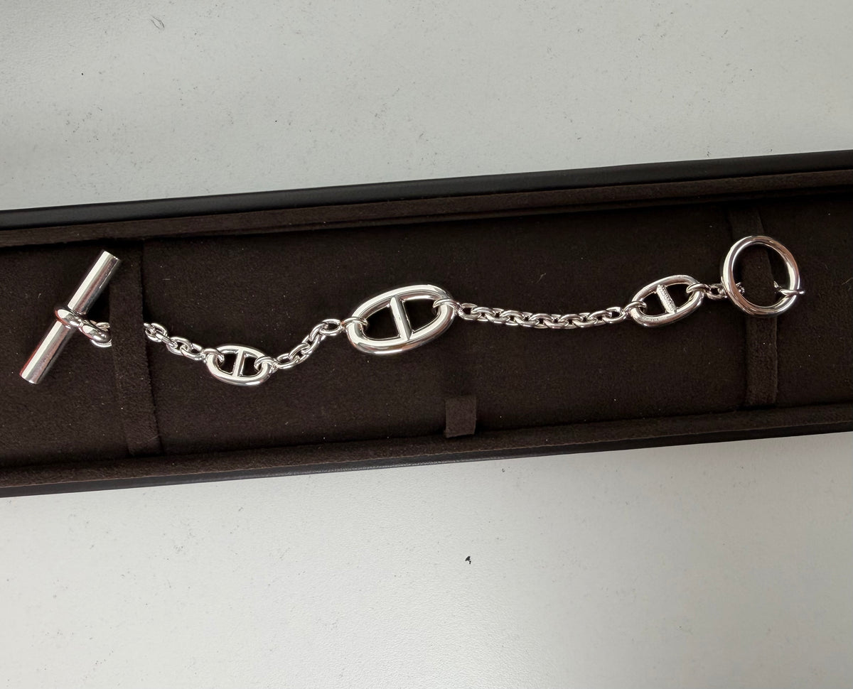 Hermes Farandole Link Bracelet in Sterling Silver with Chaine Dancre Toggle Clasp K3