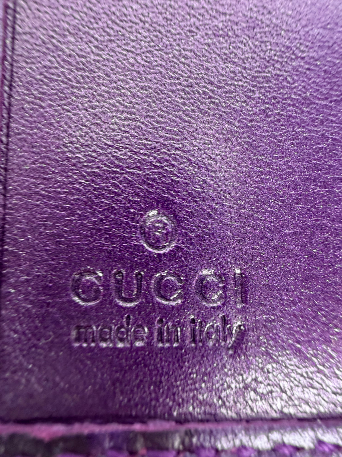 Gucci Metal Bar Continental Wallet in Purple Guccissima Leather YK4