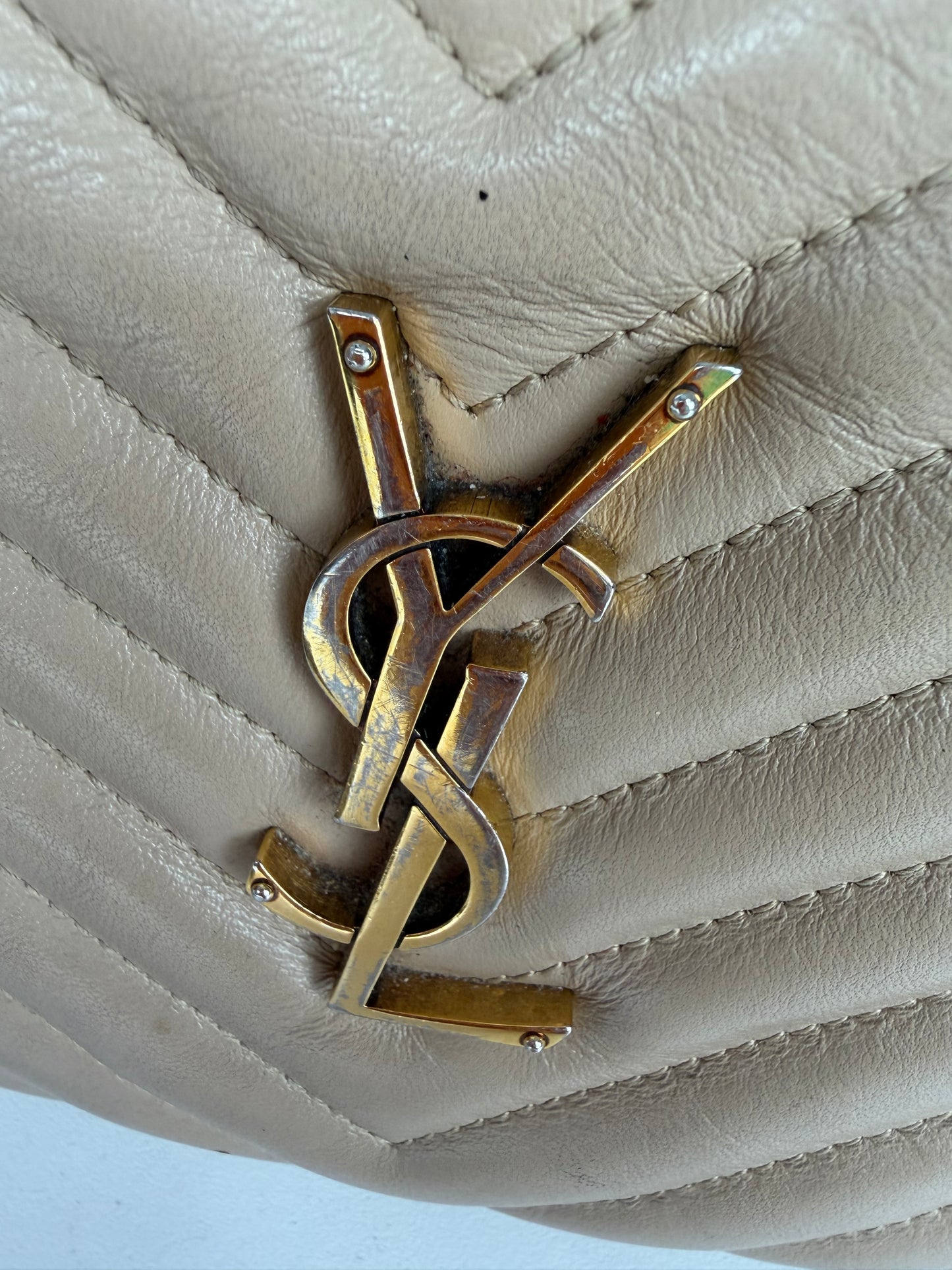 Saint Laurent Matelasse Monogram Lou Camera Bag Small in Beige Leather YS-08