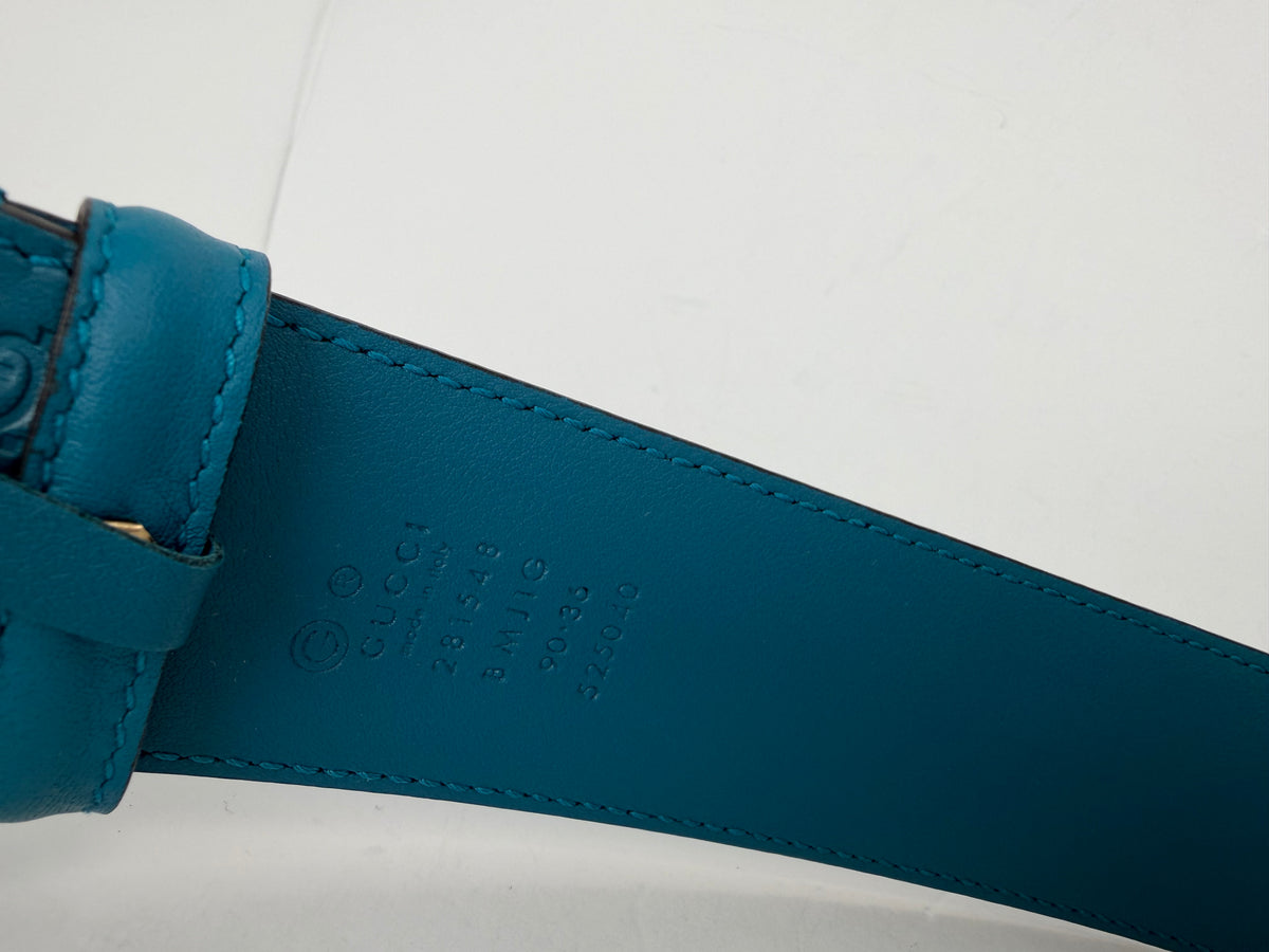 Gucci Belt in Blue Leather 90/36 Y