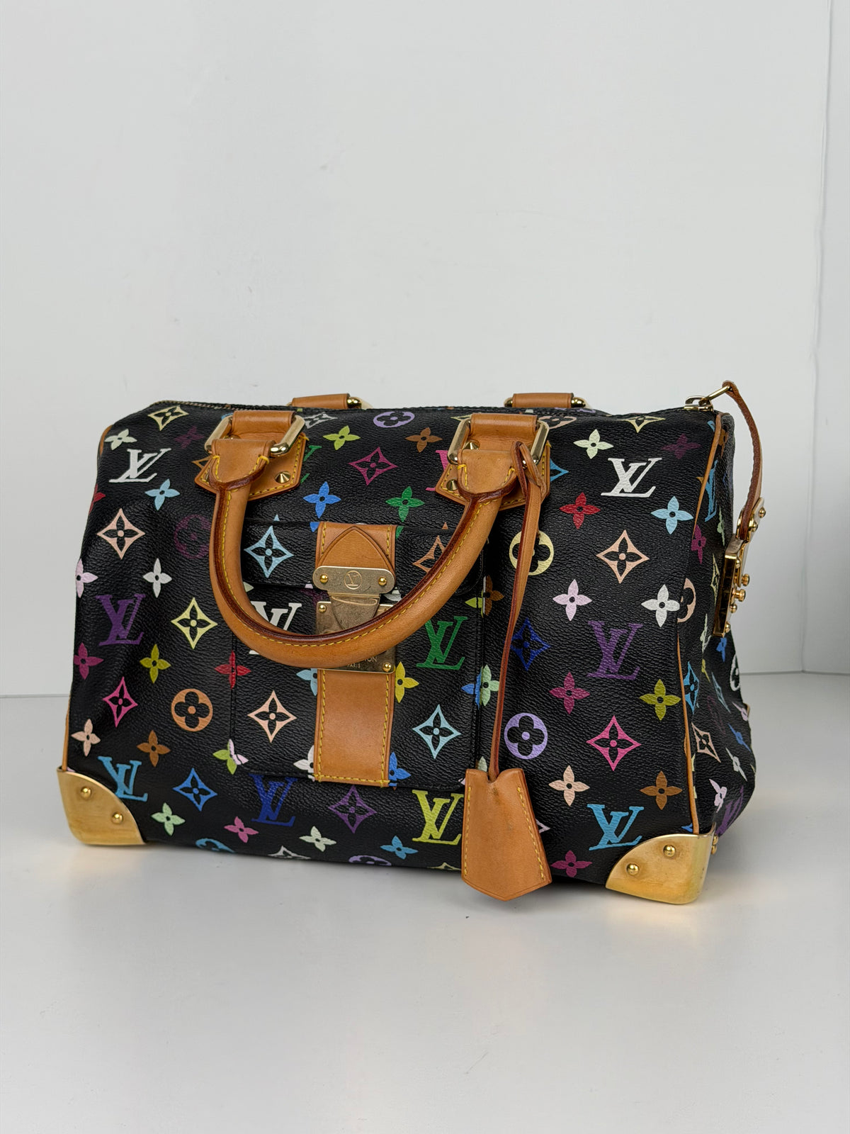 Louis Vuitton Takashi Murakami Speedy 30 Handbag in LV Multicolore Monogram Vintage 2004 YS02