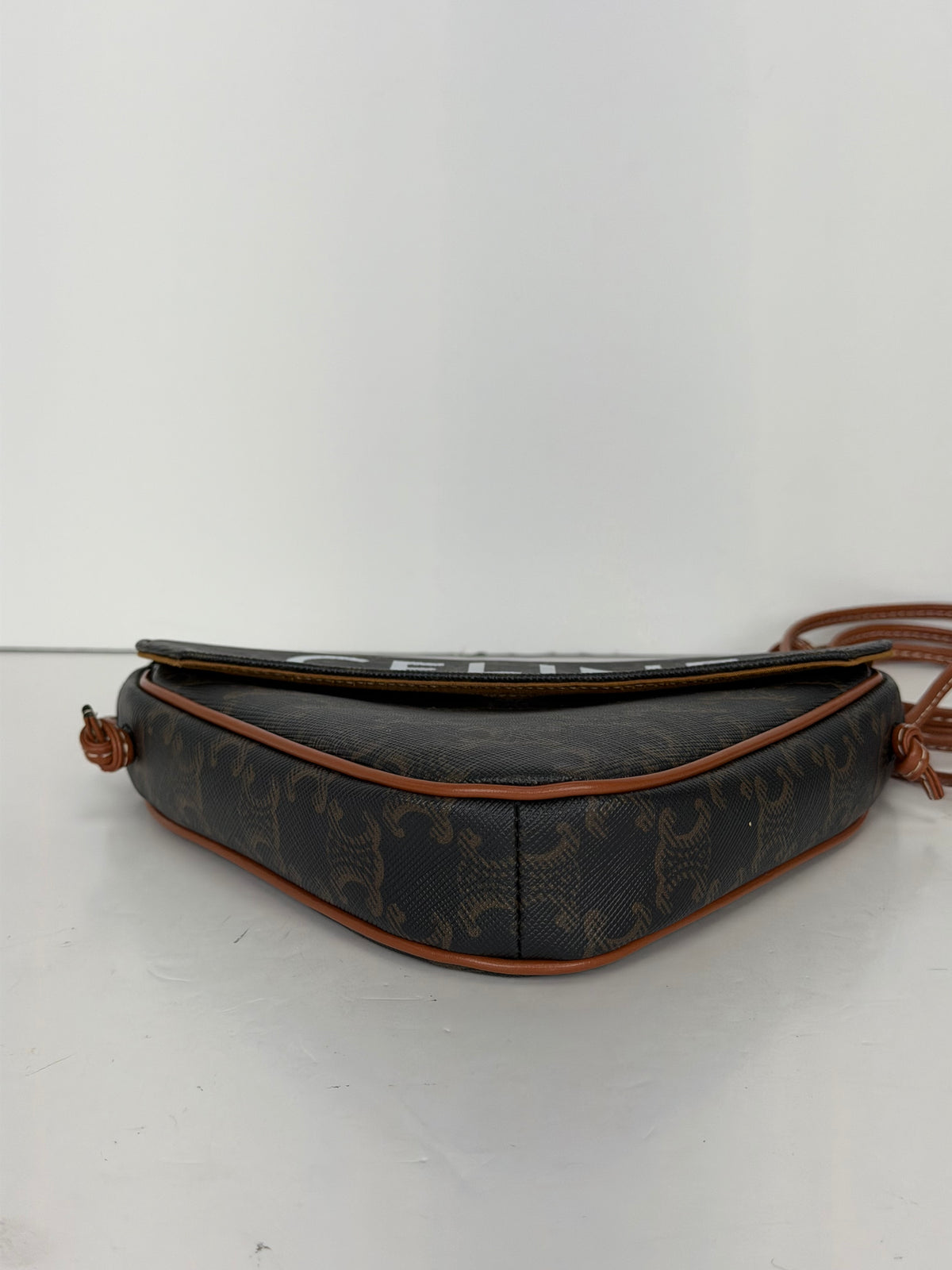 Celine Triangle Crossbody Bag in Brown Triomphe Coated Canvas YE-6