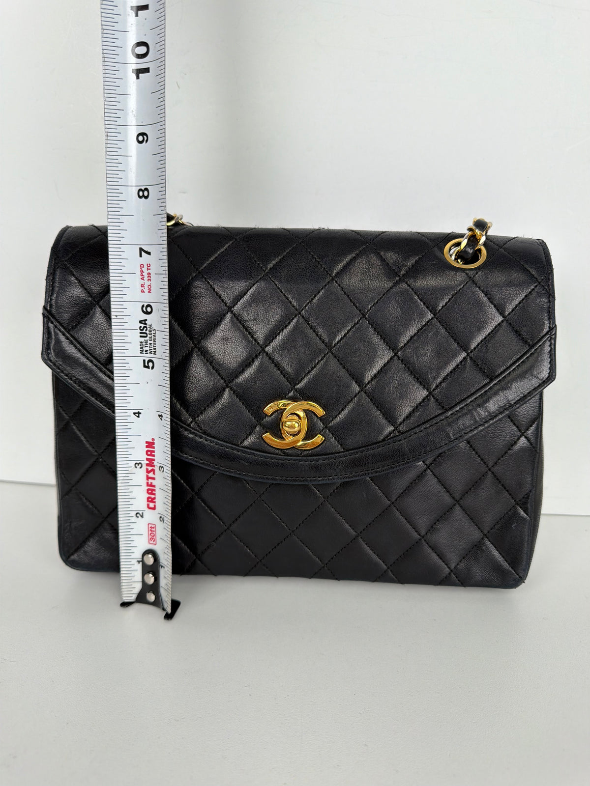 Chanel Curved Flap Shoulder Bag in Black Quilted Lambskin Leather 1994 Vintage