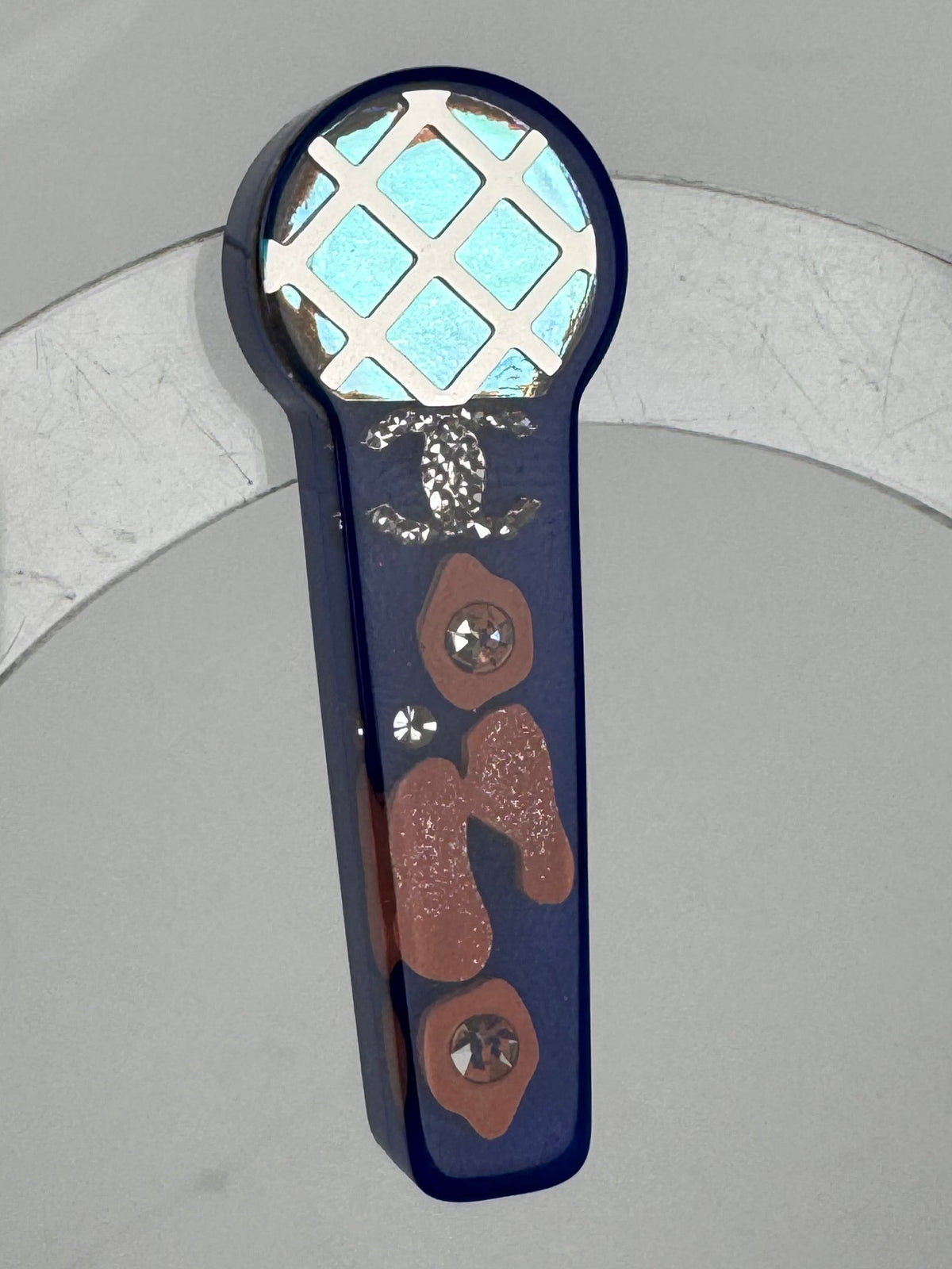 Chanel Resin & Strass CC Microphone Pin 2022 K1