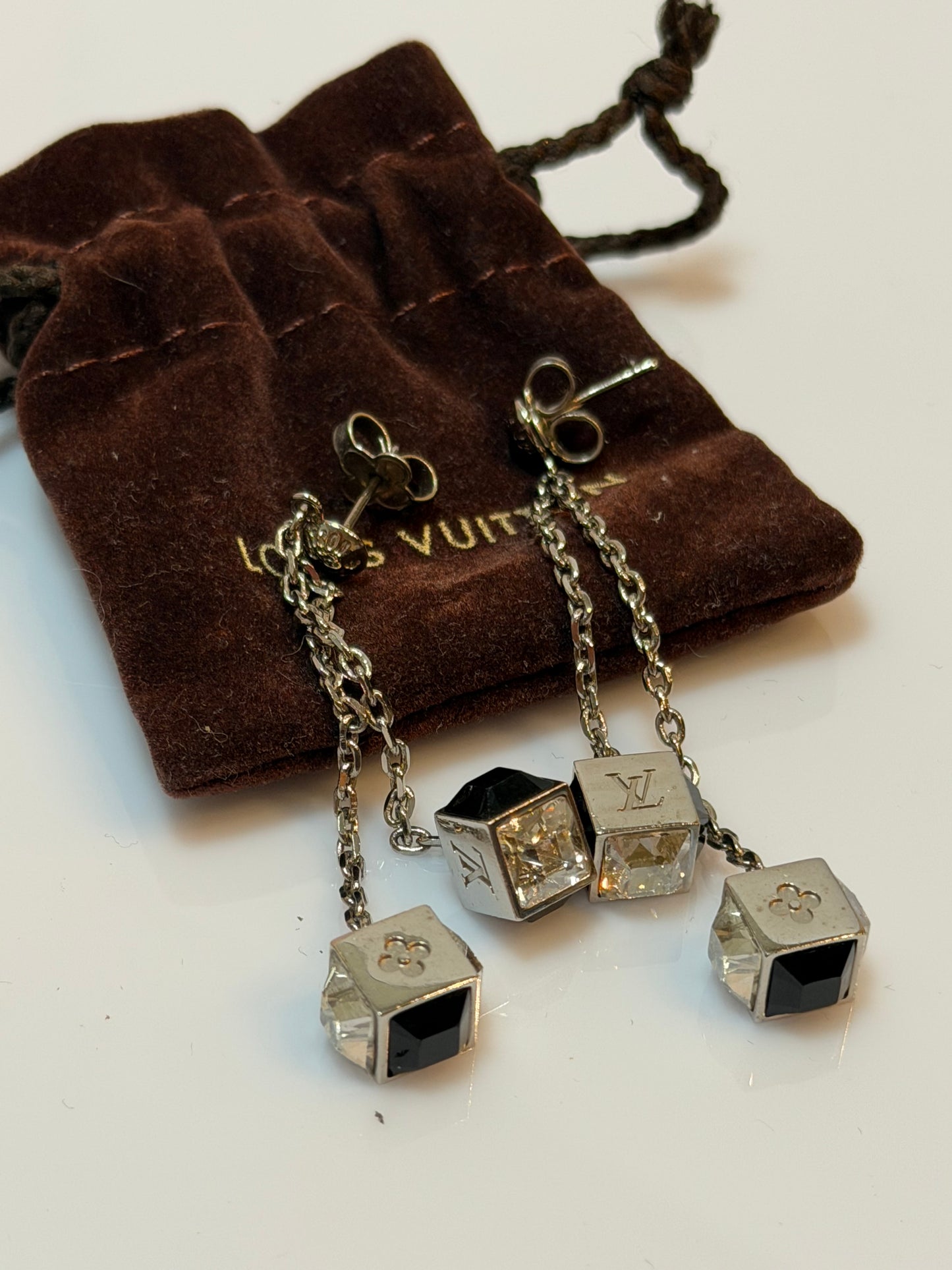 Louis Vuitton Crystal Gamble Drop Earrings