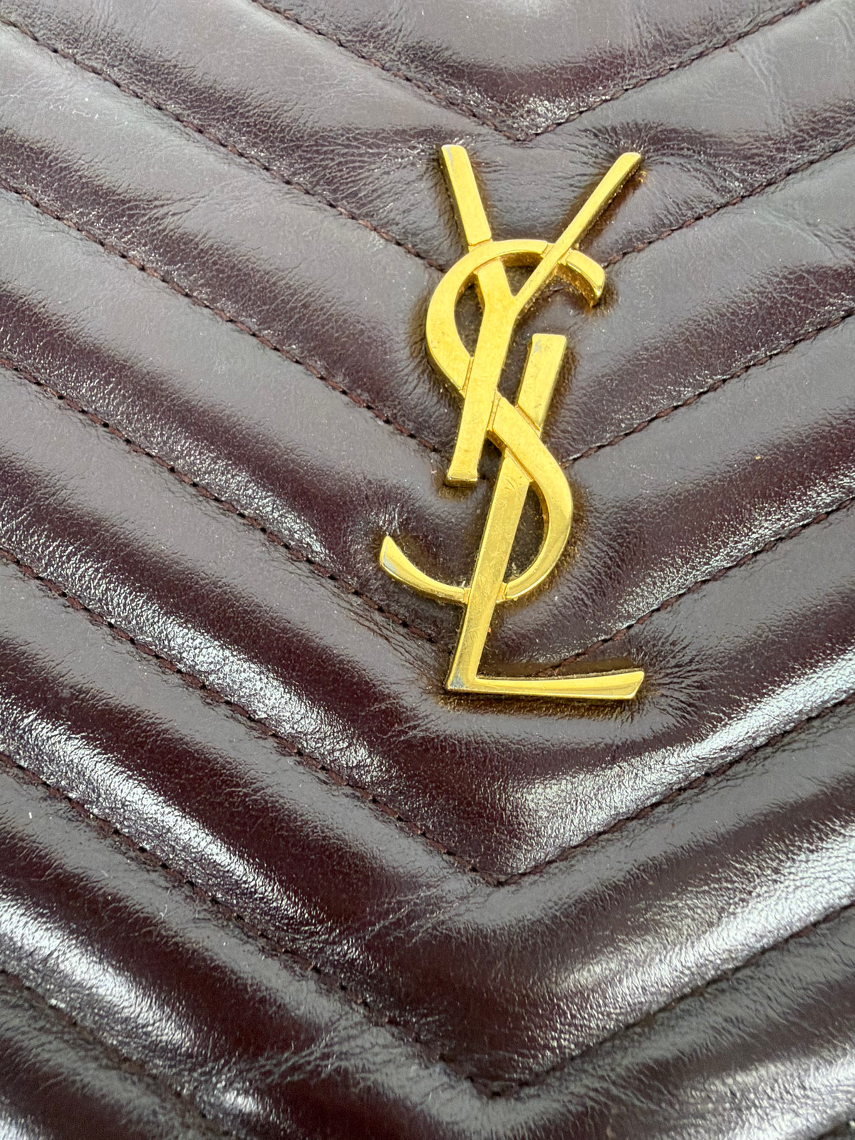 Saint Laurent Cassandre Matelasse Large Pouch in Burgundy Chevron-Quilted Leather