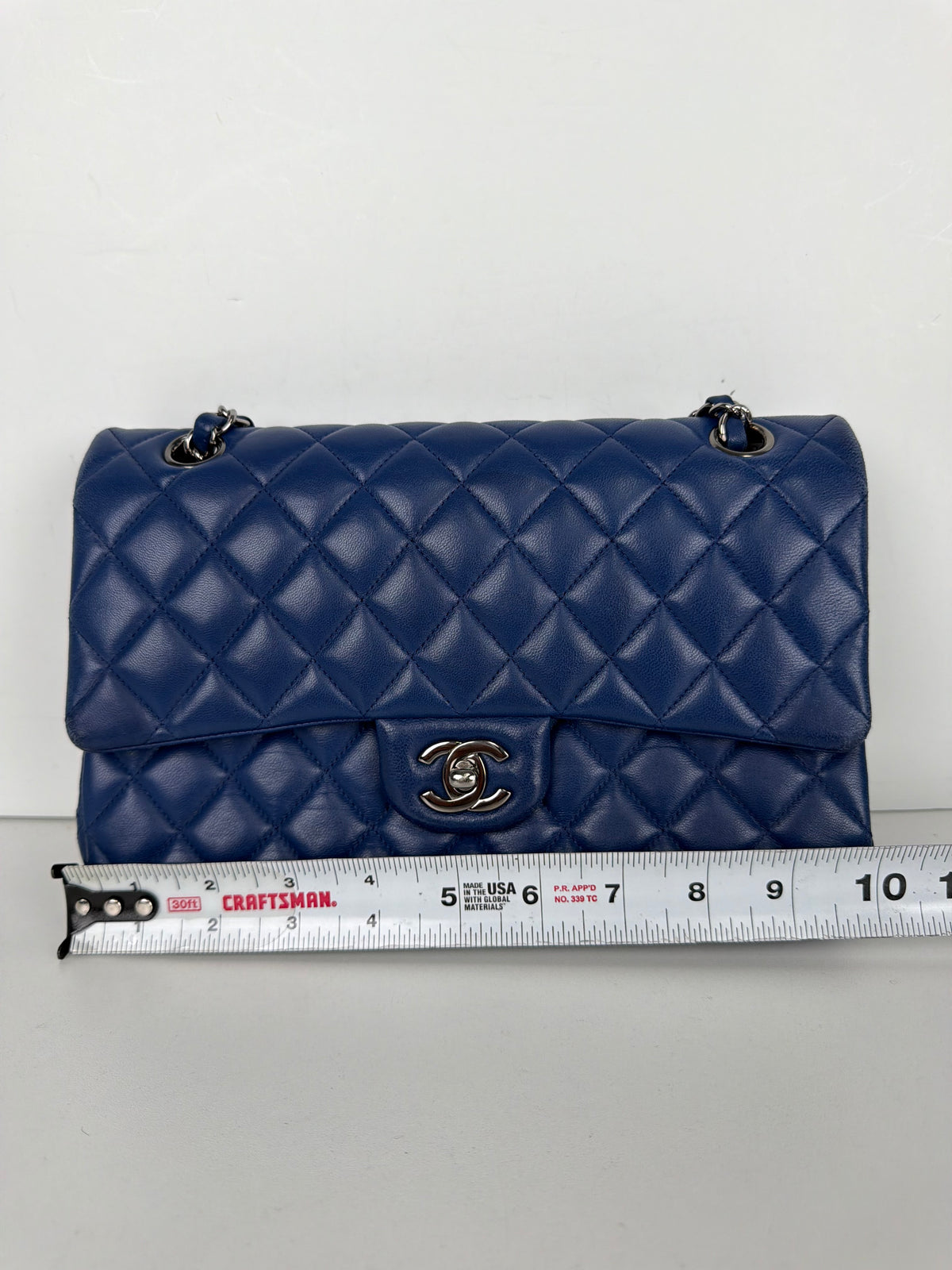 Chanel Classic Double Flap Small Bag in Blue Quilted Lambskin 2017