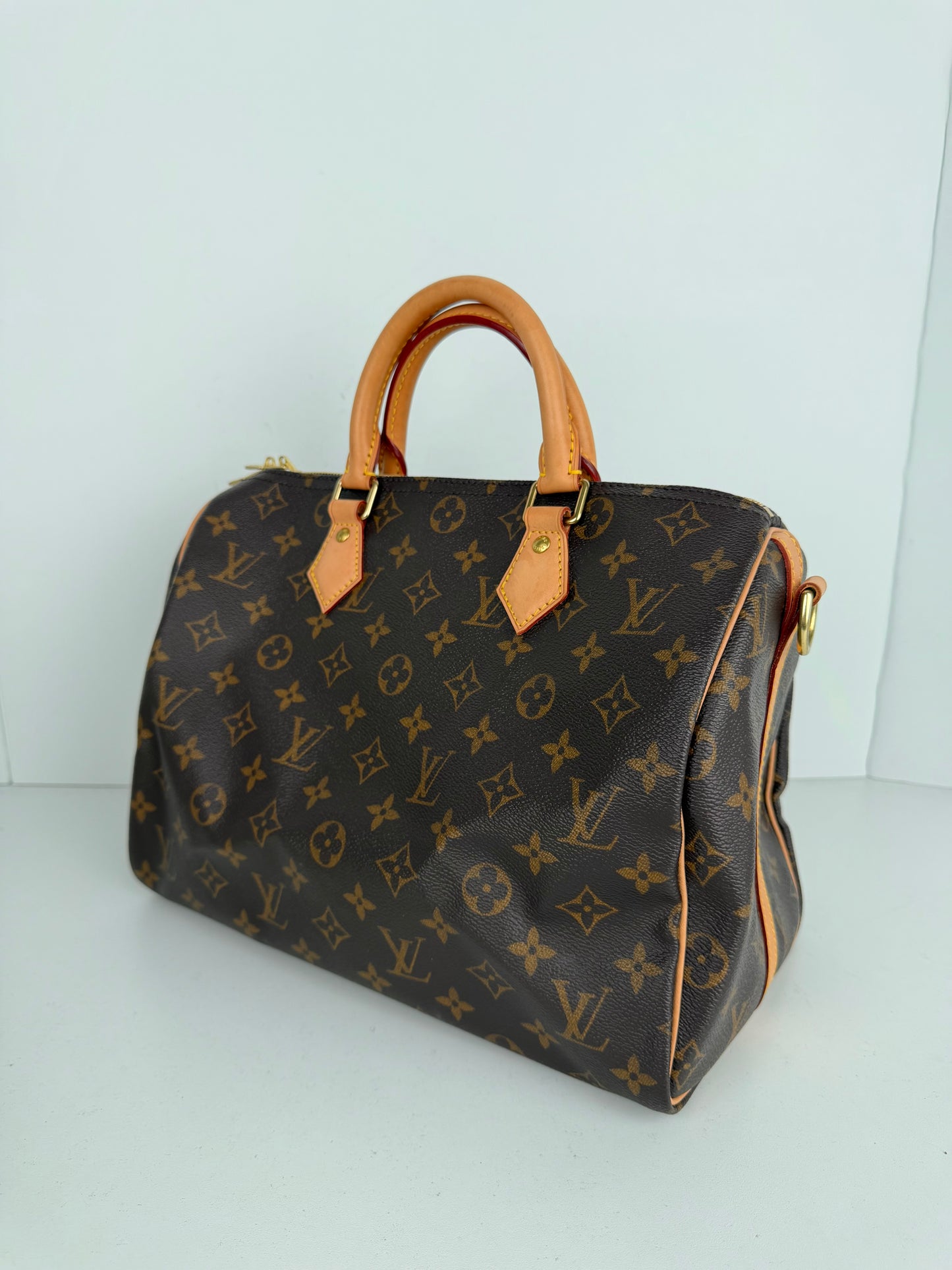 Louis Vuitton Monogram Speedy 30 Bag in Brown LV Monogram Coated Canvas 2019 C-9