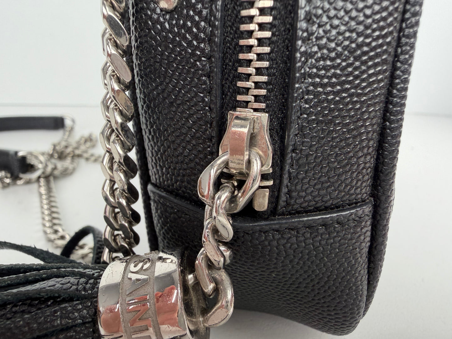 Saint Laurent Lou Camera Bag Mini in Black Quilted Grain De Poudre Leather YS-10