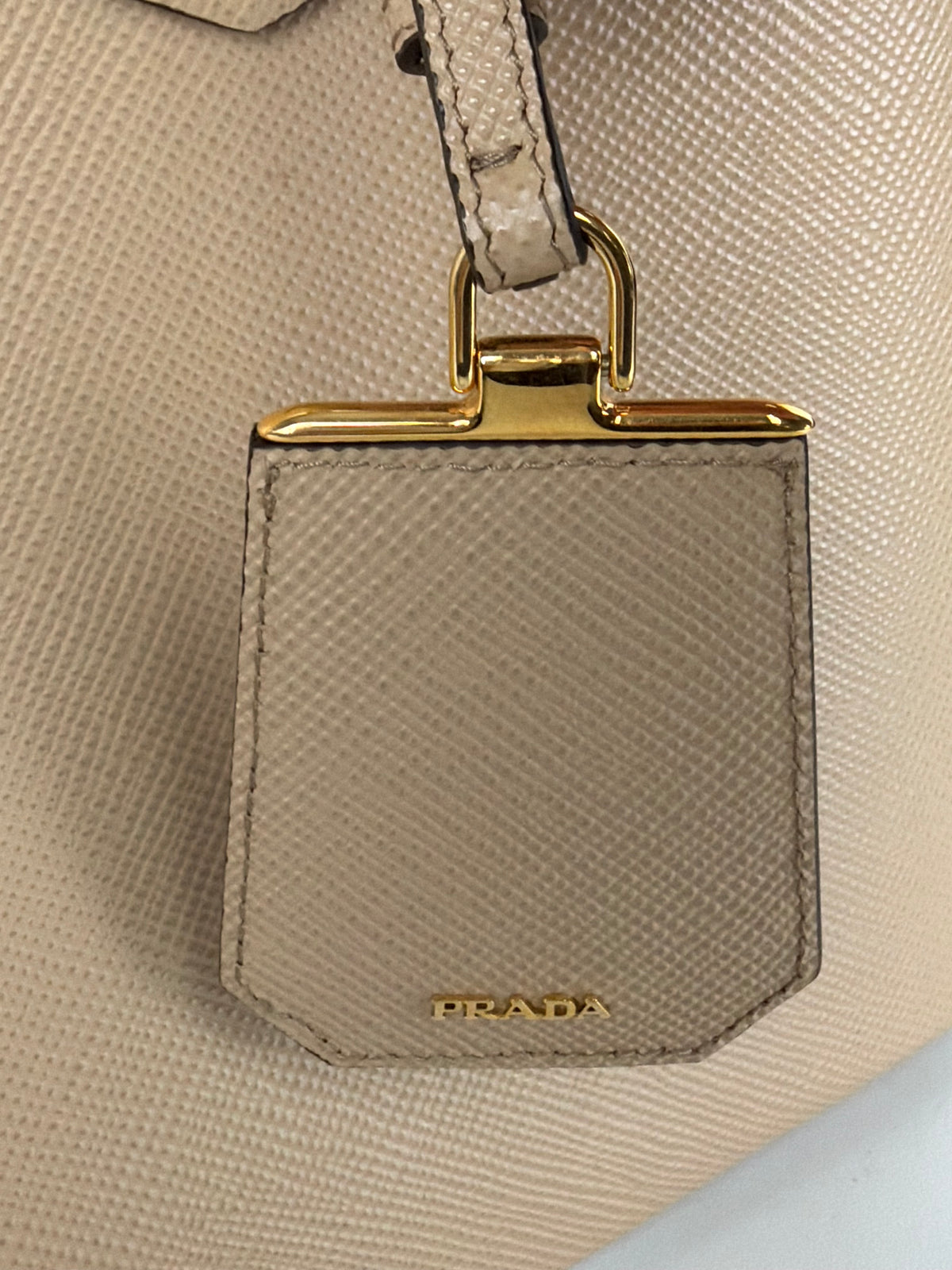 Prada Double Tote Medium Bag in Beige Saffiano Leather