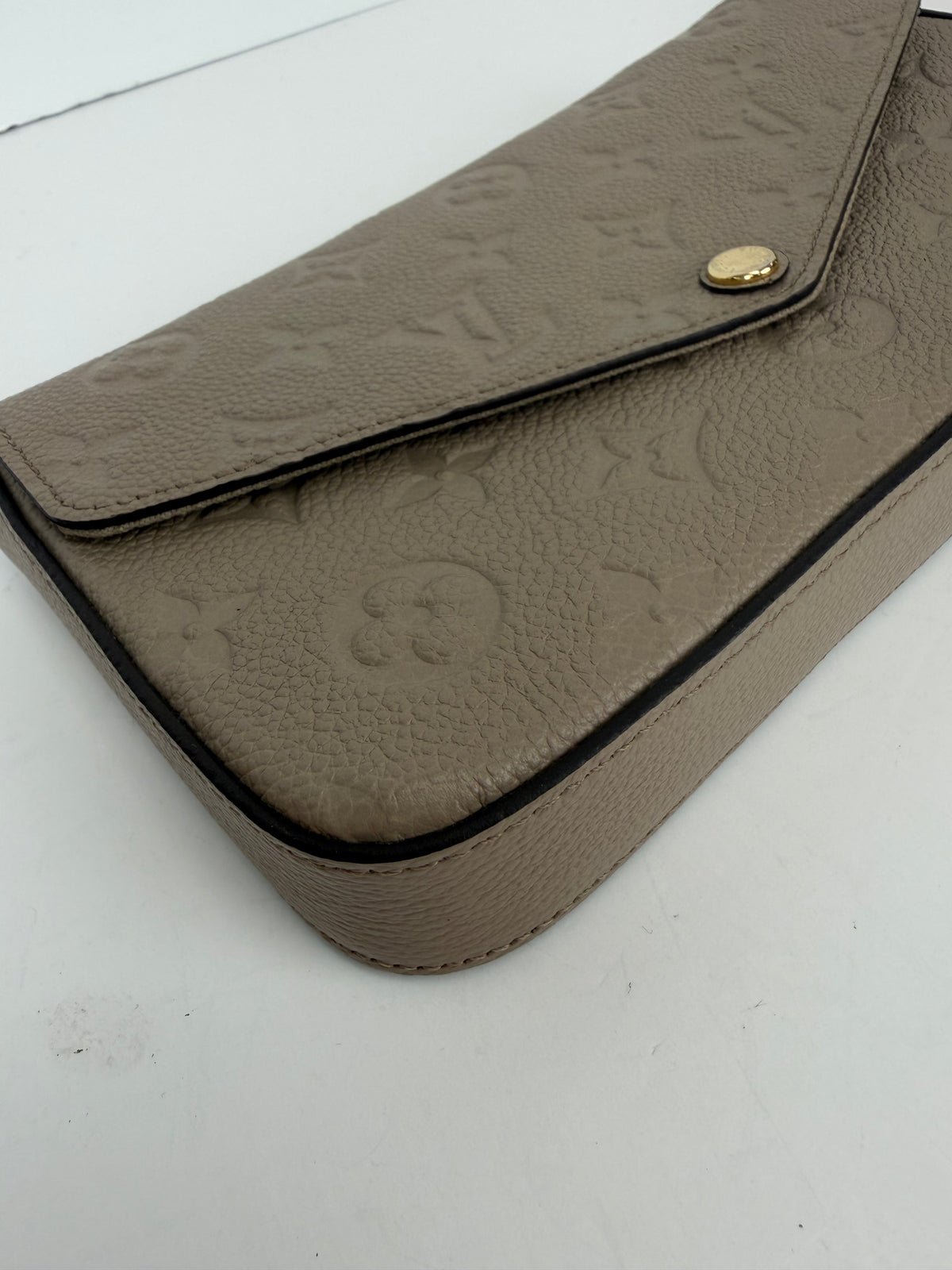 Louis Vuitton Pochette Felicie in Beige LV Monogram Empreinte Leather NFC Y