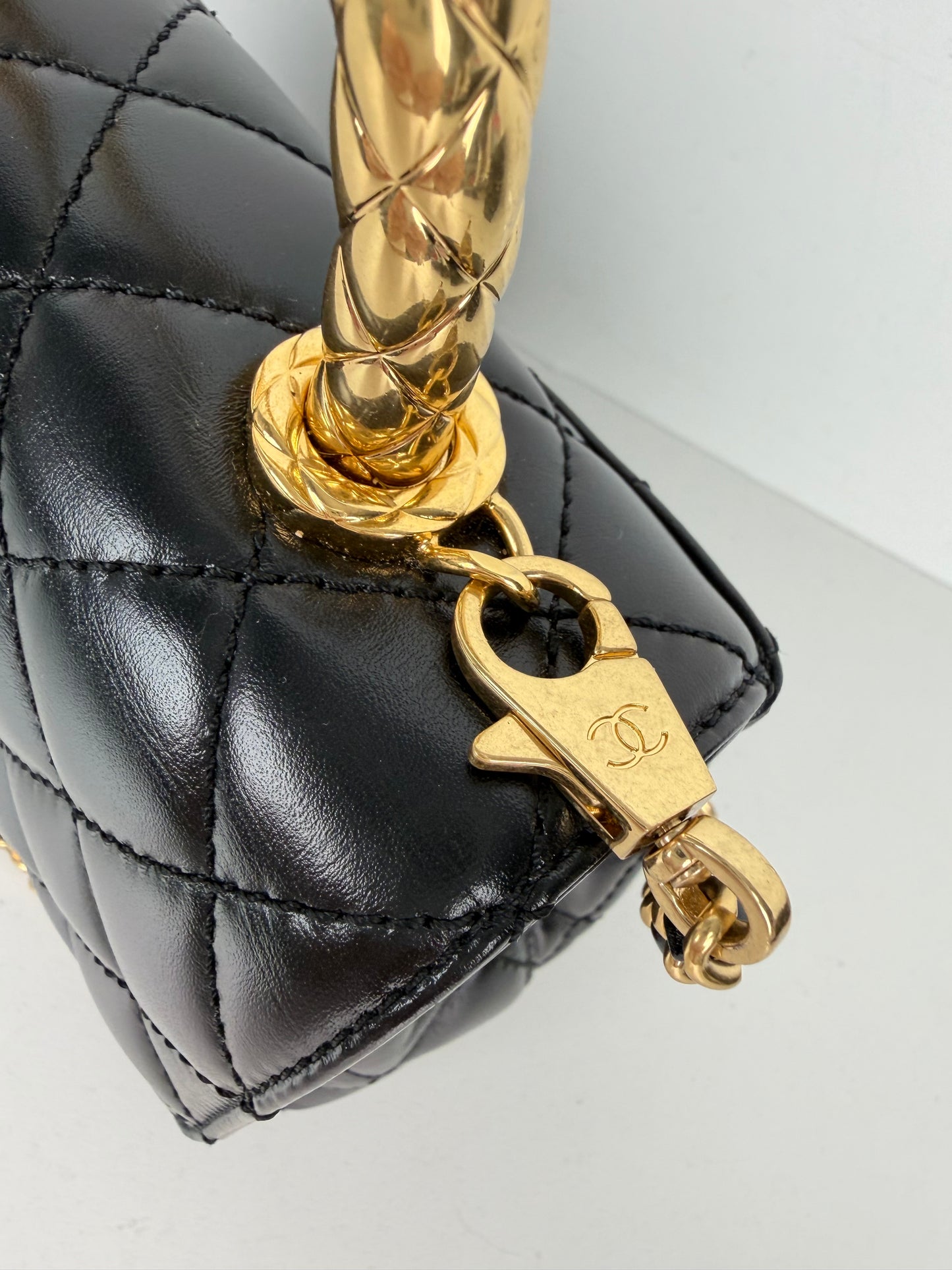 Chanel Coco Handle Bag Mini in Black Quilted Leather with Gold Hardware NFC YD-5