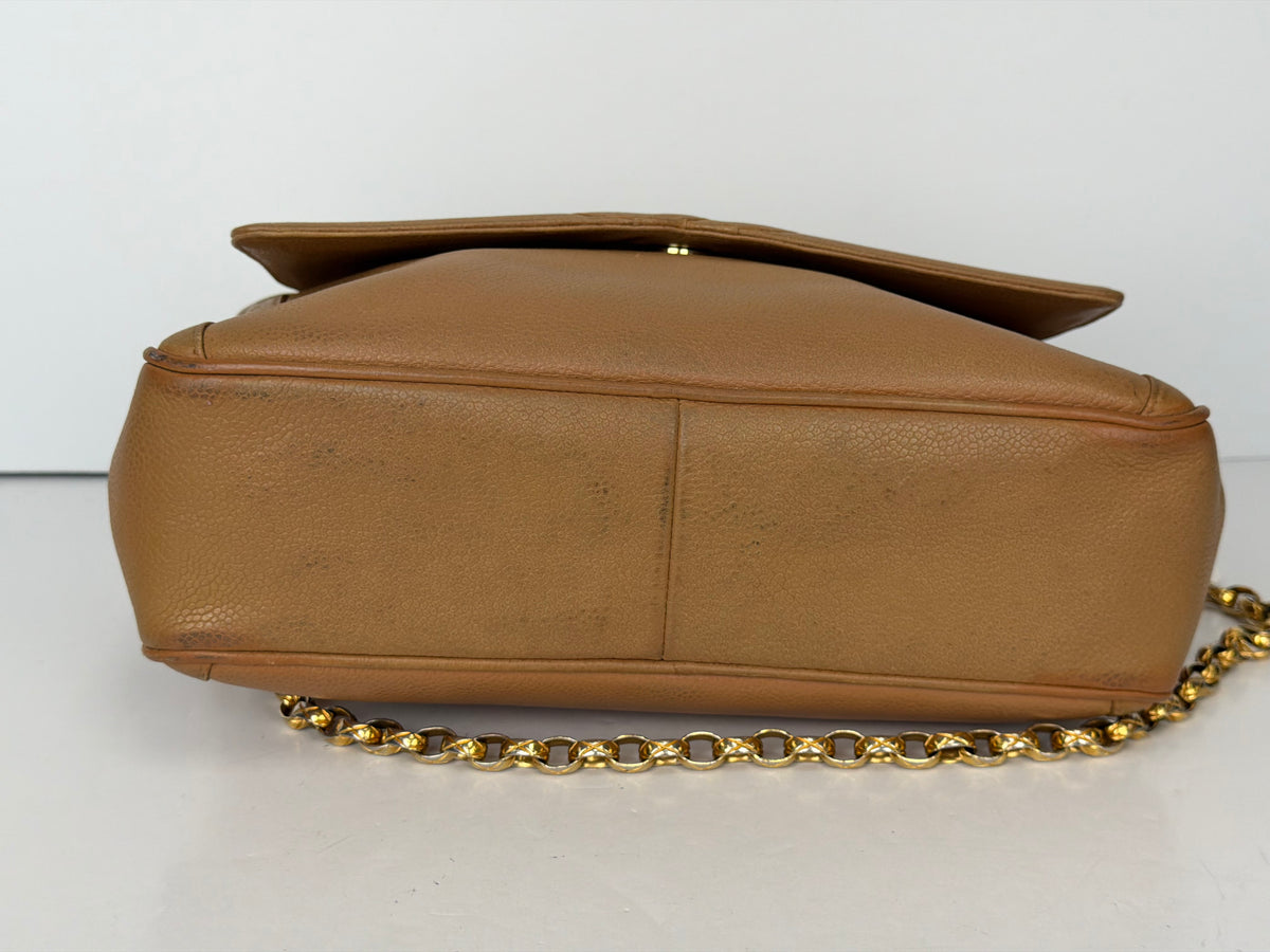 Chanel Caviar Leather Front Pocket CC Camera Bag in a Camel YF2