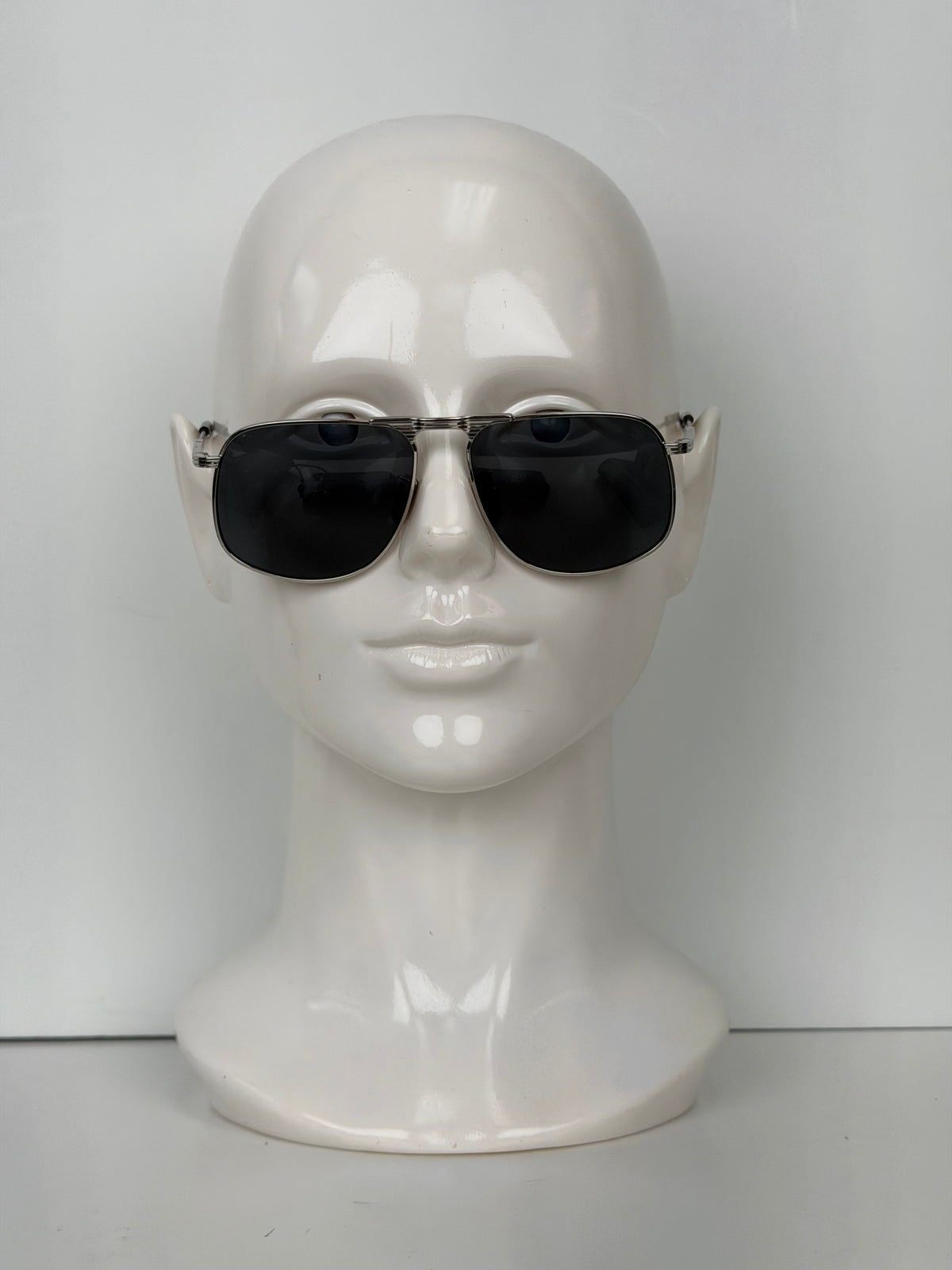 Moncler Vitessa Pilot Sunglasses in Silver Metal Frame with Dark Blue Lenses YK-2