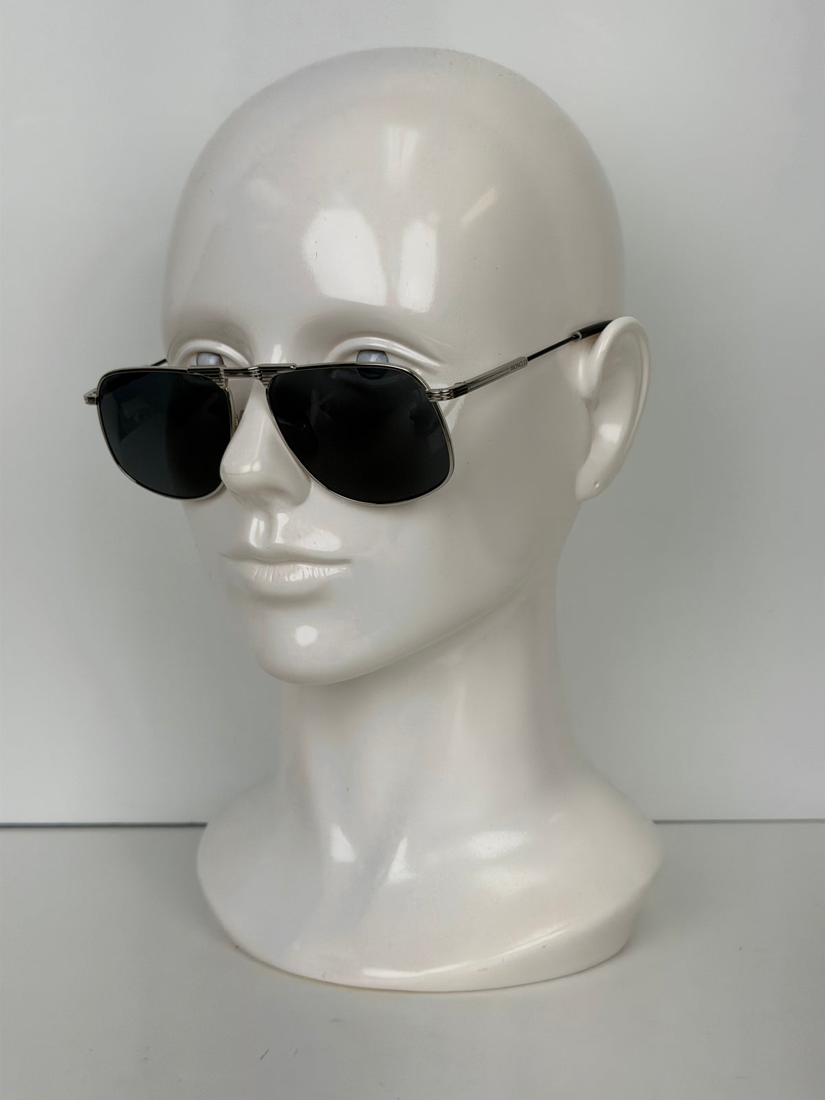 Moncler Vitessa Pilot Sunglasses in Silver Metal Frame with Dark Blue Lenses YK-2
