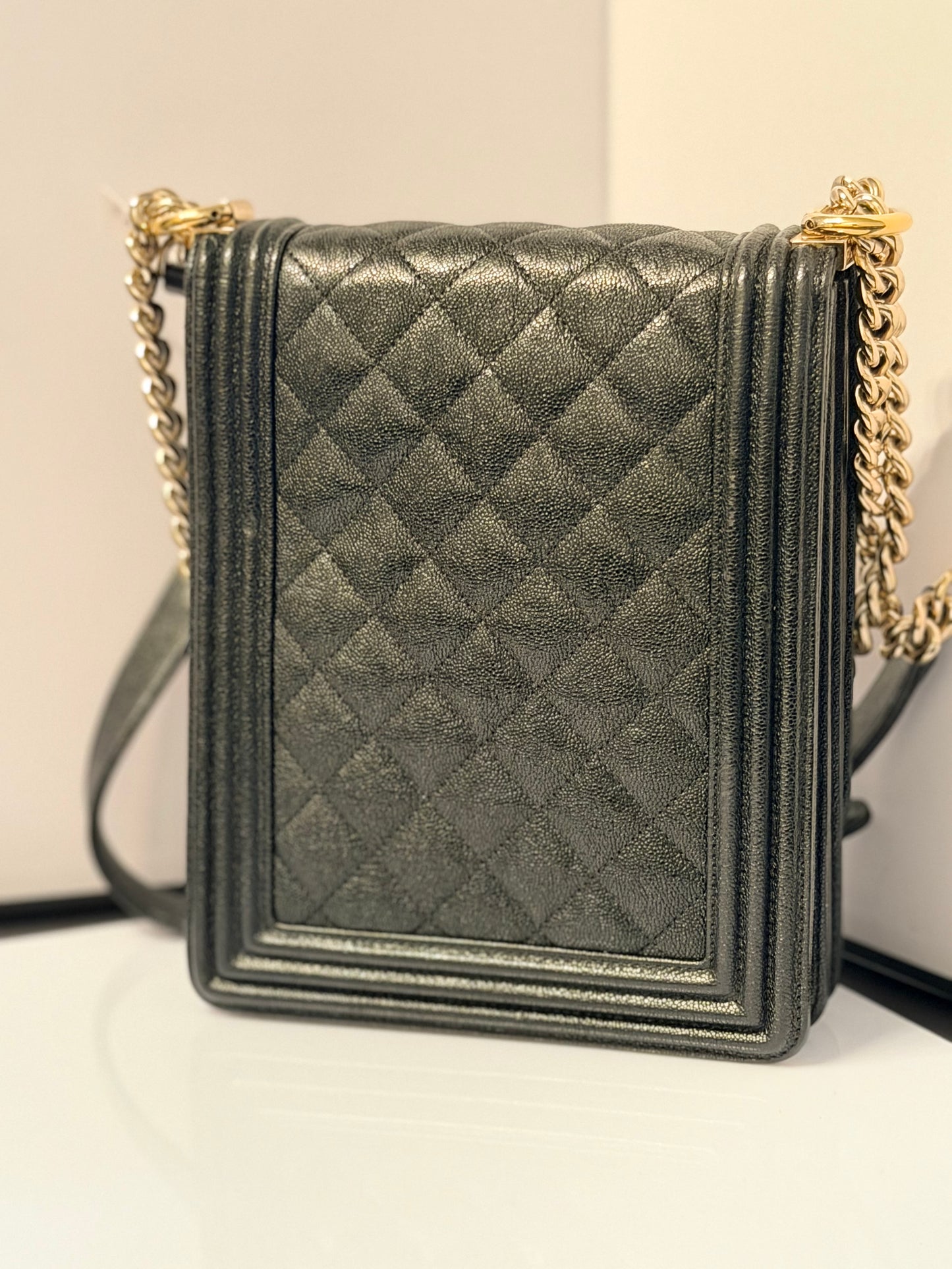Chanel Quilted North South Boy Flap Shoulder Bag Black