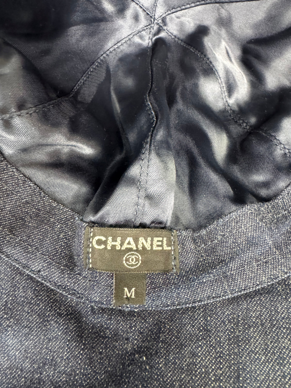 Chanel Nights Flight Hat in Embroidered Denim Size M Y