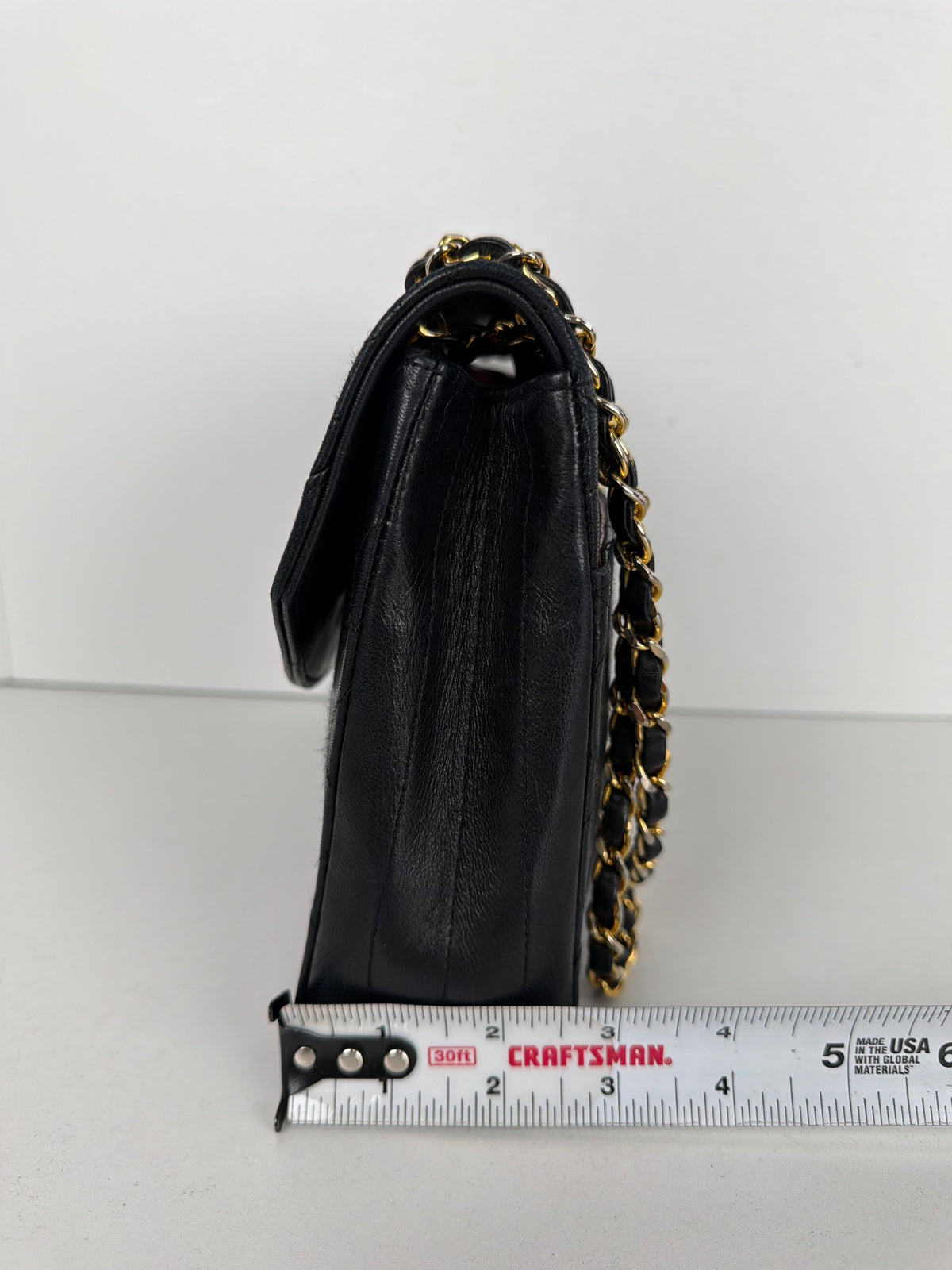 Chanel Curved Flap Shoulder Bag in Black Quilted Lambskin Leather 1994 Vintage