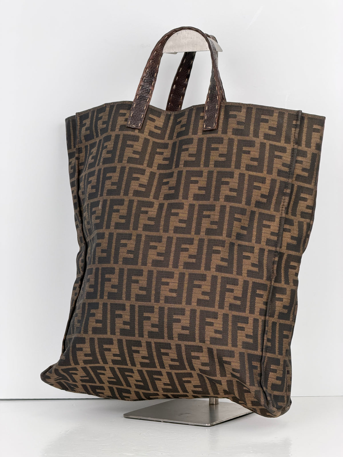 Fendi Tobacco Shopping Tote Bag in Zucca Monogram Brown Canvas YS09