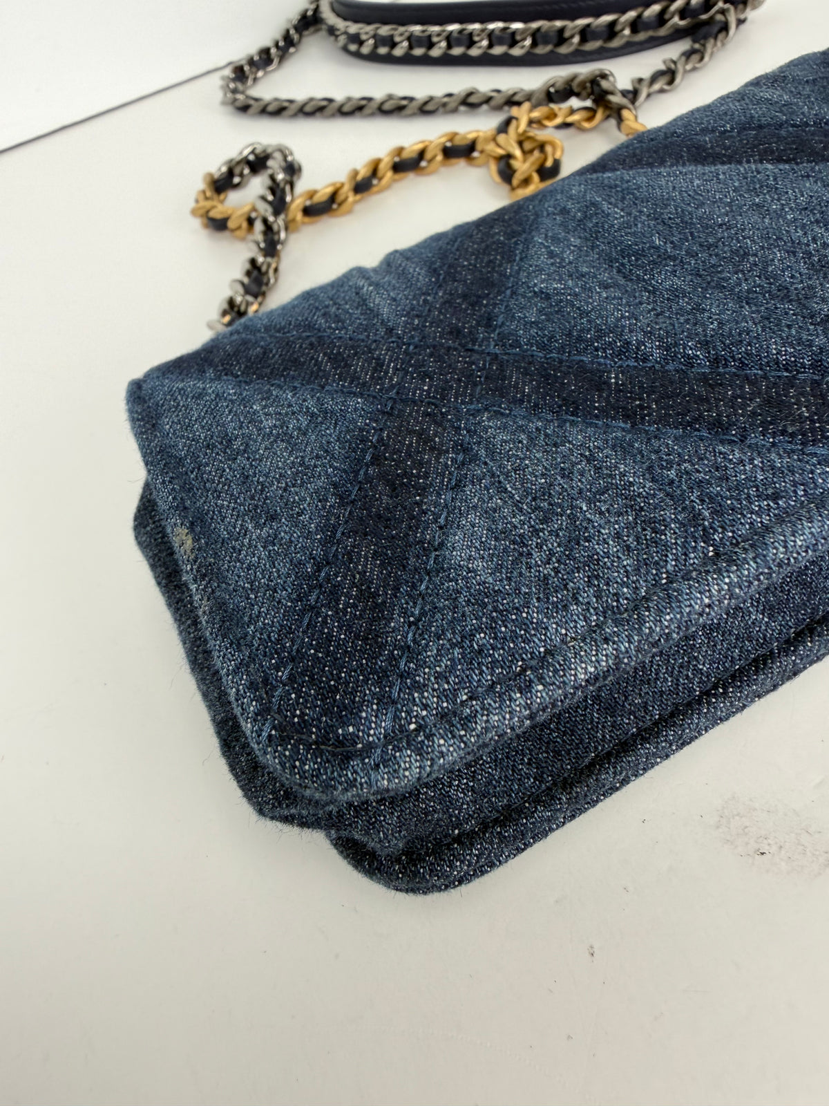 Chanel 19 Flap Bag Crafted in Blue Quilted Denim NFC YC8 L1