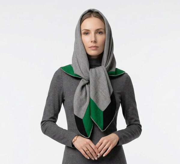 Hermes Shawl in Grey Cashmere & Silk Y